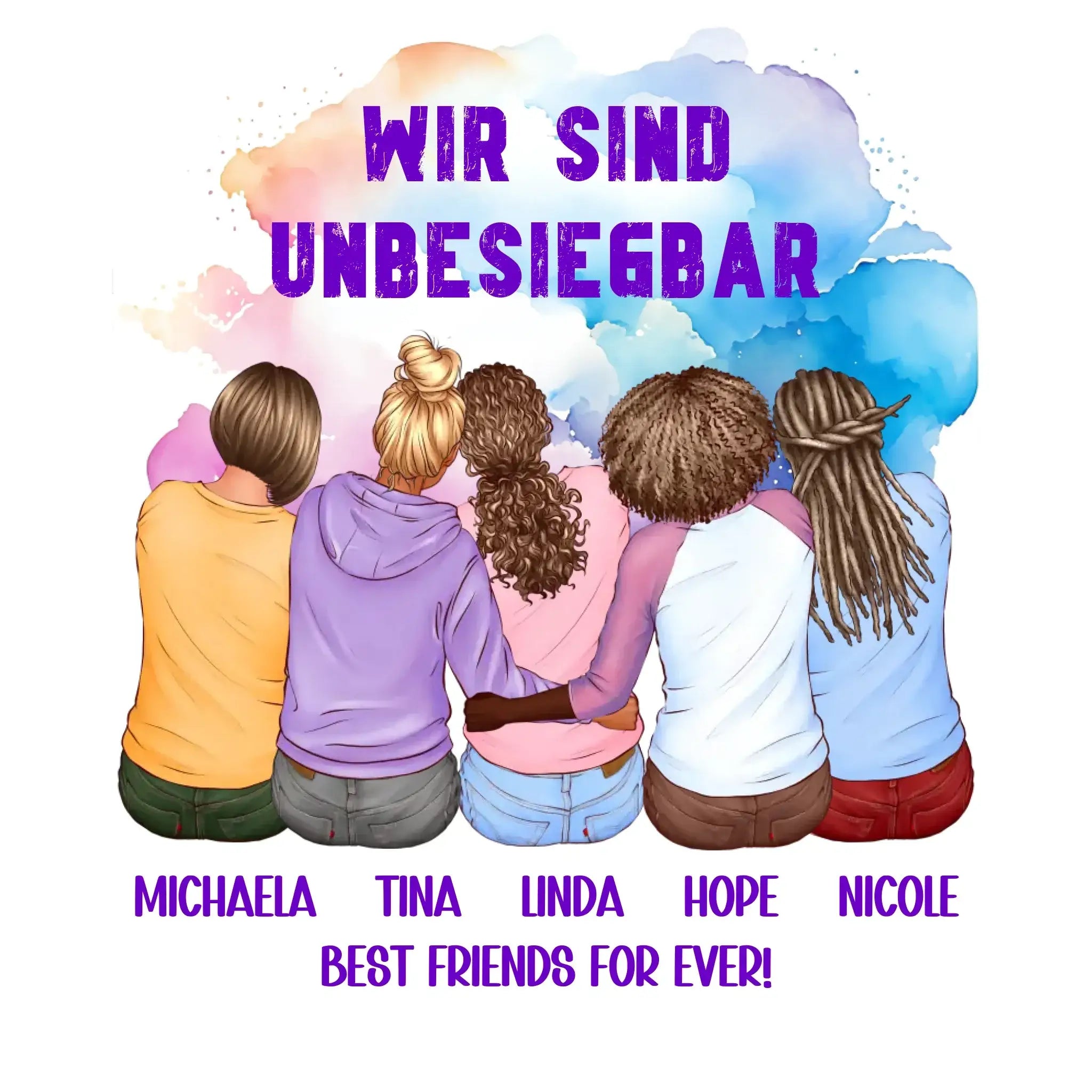 Besties: 2-5 Freundinnen • mehrere Artikel • ’Statement-Collection’ • Wunschtext • personalisierte Figuren