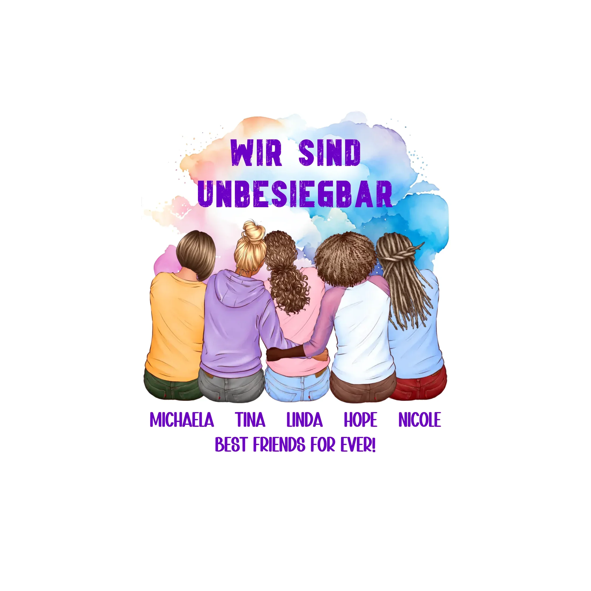 Besties: 2-5 Freundinnen • mehrere Artikel • ’Statement-Collection’ • Wunschtext • personalisierte Figuren