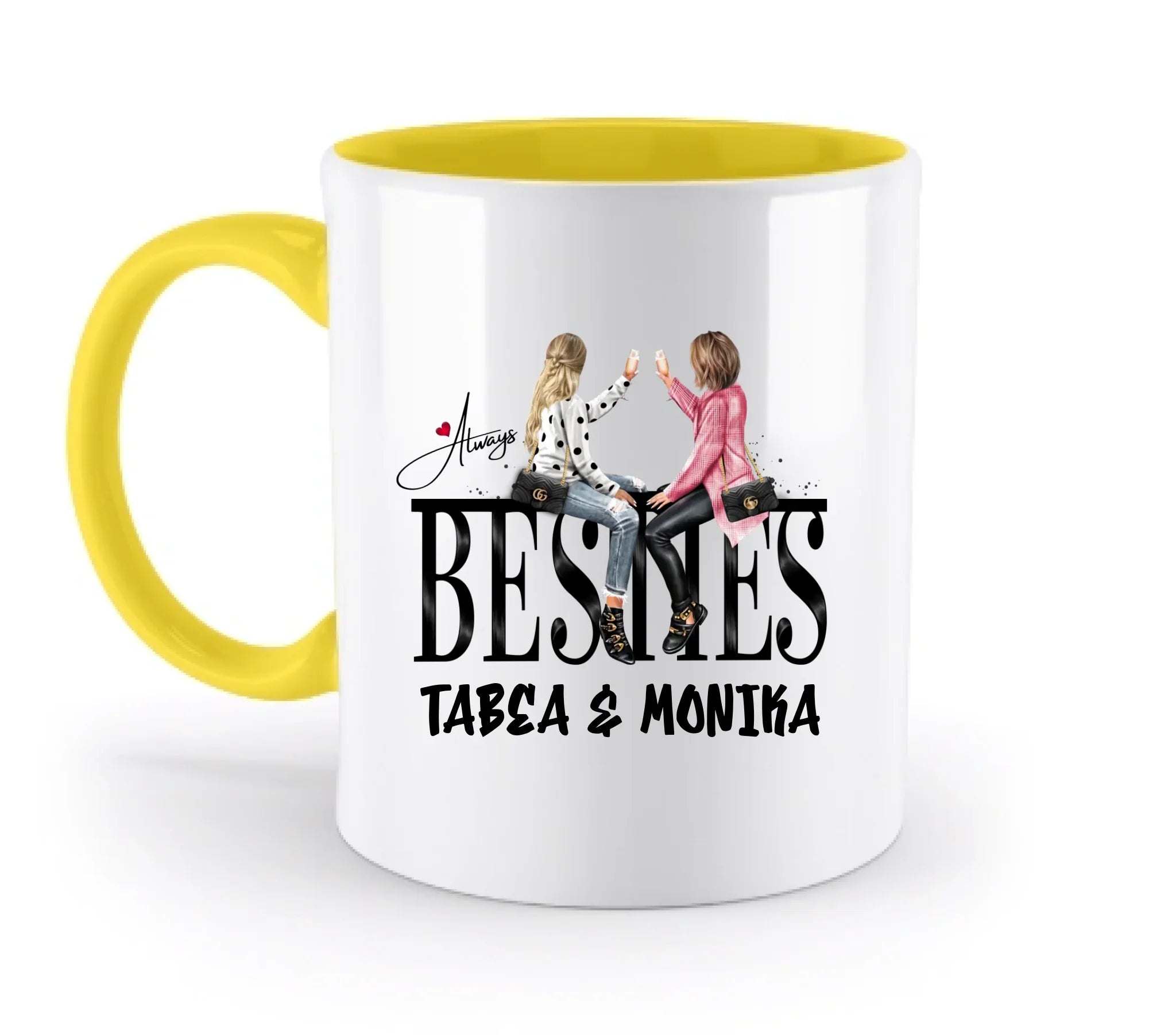 Besties: Girls on Text • mehrere Artikel • ’Statement-Collection’ • Wunschtext • personalisierte Figuren - Tassen