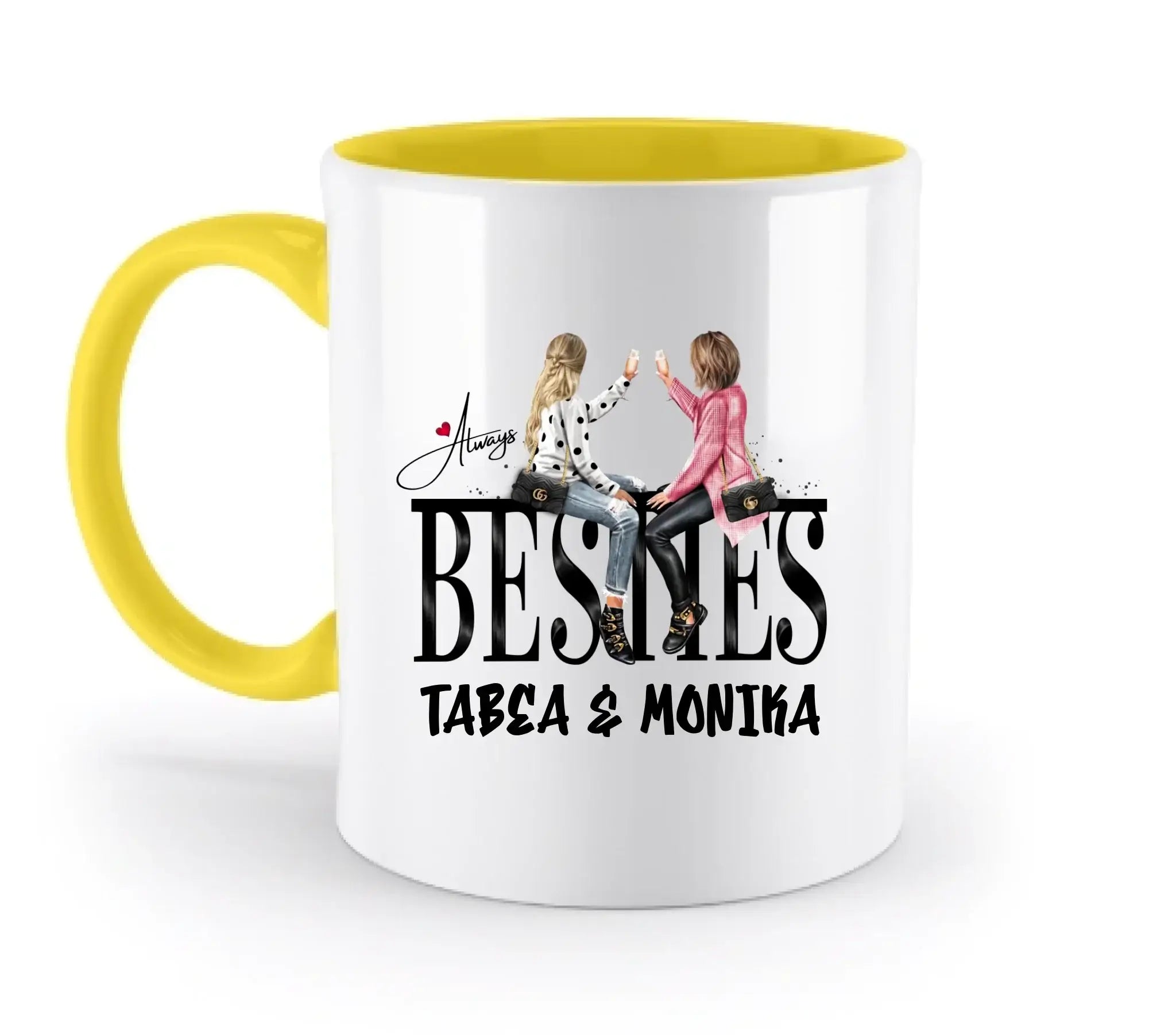 Besties: Girls on Text • mehrere Artikel • ’Statement-Collection’ • Wunschtext • personalisierte Figuren - Tassen