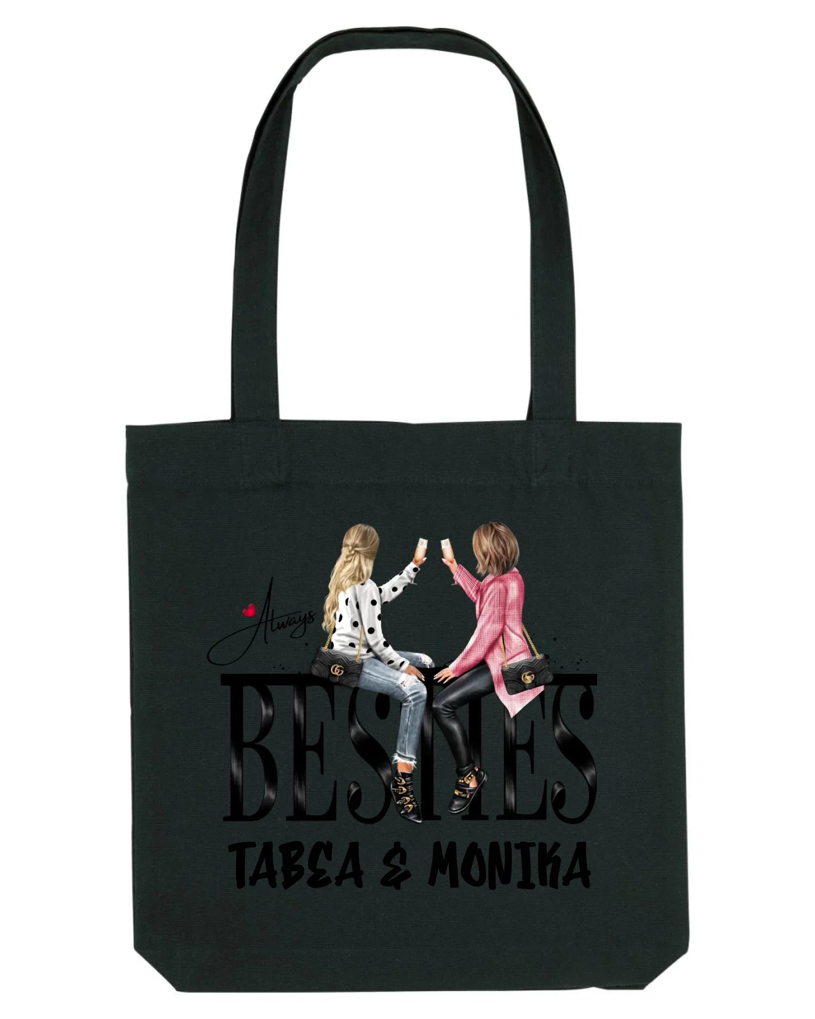 Besties: Girls on Text • mehrere Artikel • ’Statement-Collection’ • Wunschtext • personalisierte Figuren - Stofftasche