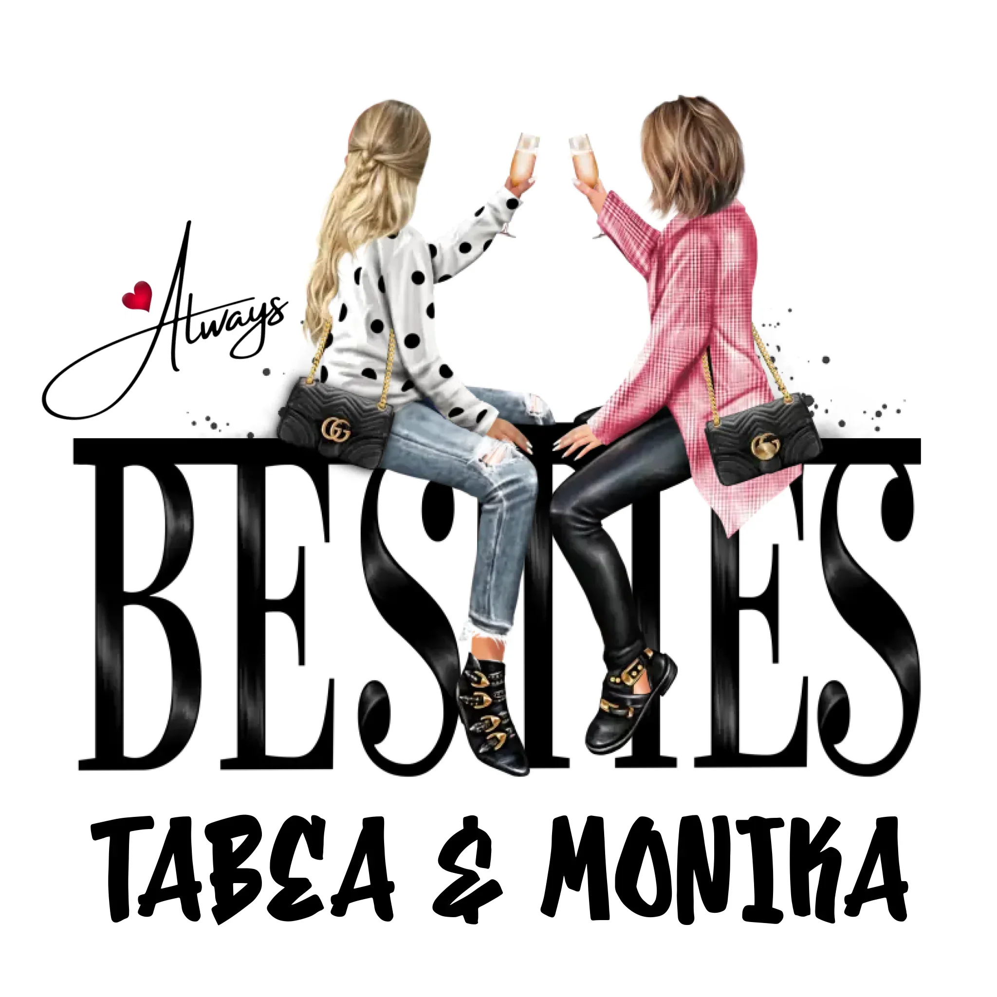 Besties: Girls on Text • mehrere Artikel • ’Statement-Collection’ • Wunschtext • personalisierte Figuren - Untersetzer