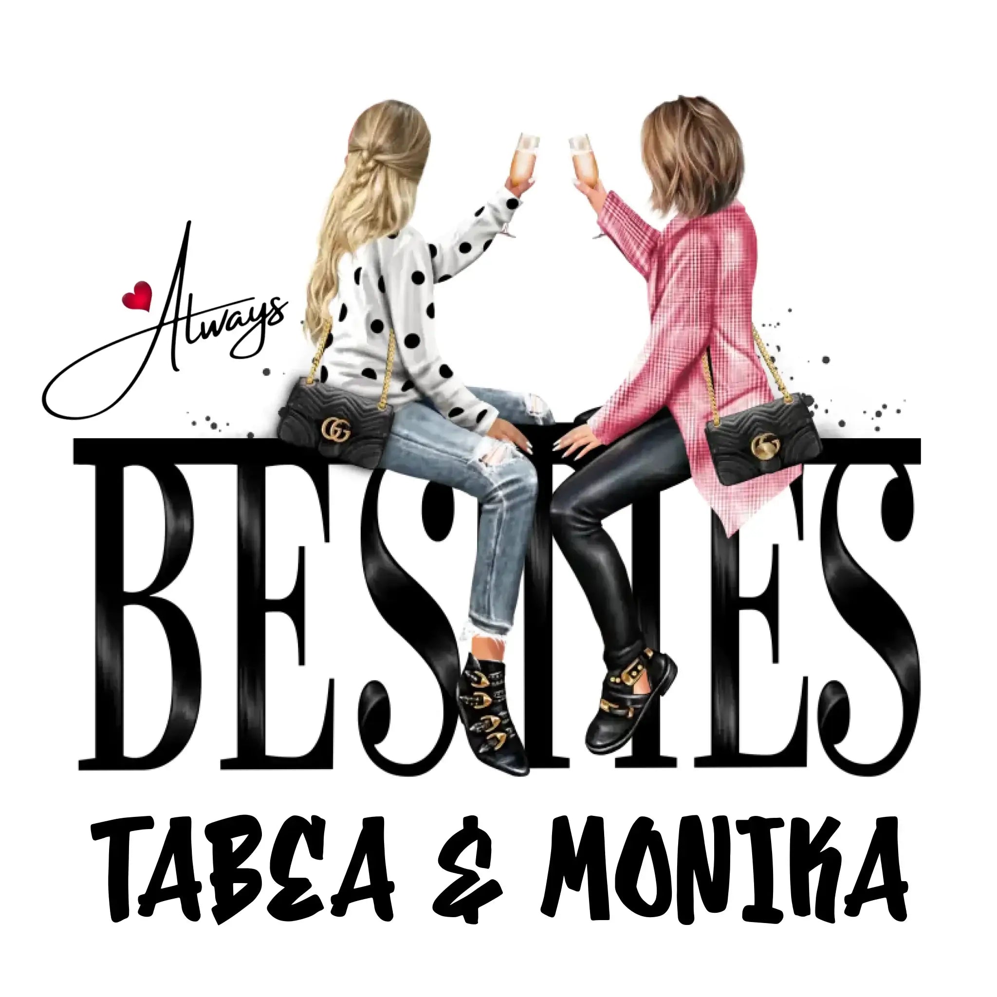 Besties: Girls on Text • mehrere Artikel • ’Statement-Collection’ • Wunschtext • personalisierte Figuren - Untersetzer