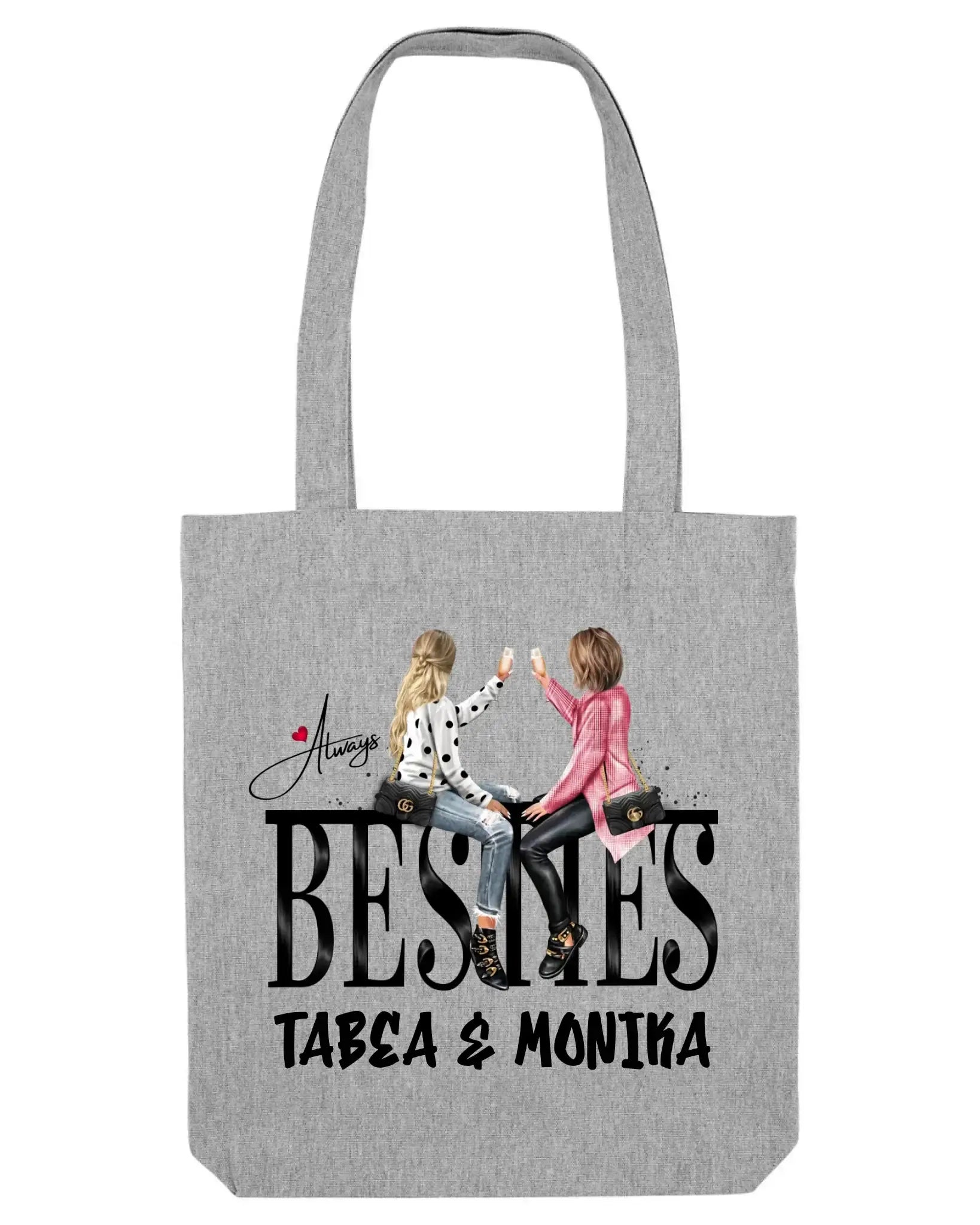 Besties: Girls on Text • mehrere Artikel • ’Statement-Collection’ • Wunschtext • personalisierte Figuren - Stofftasche