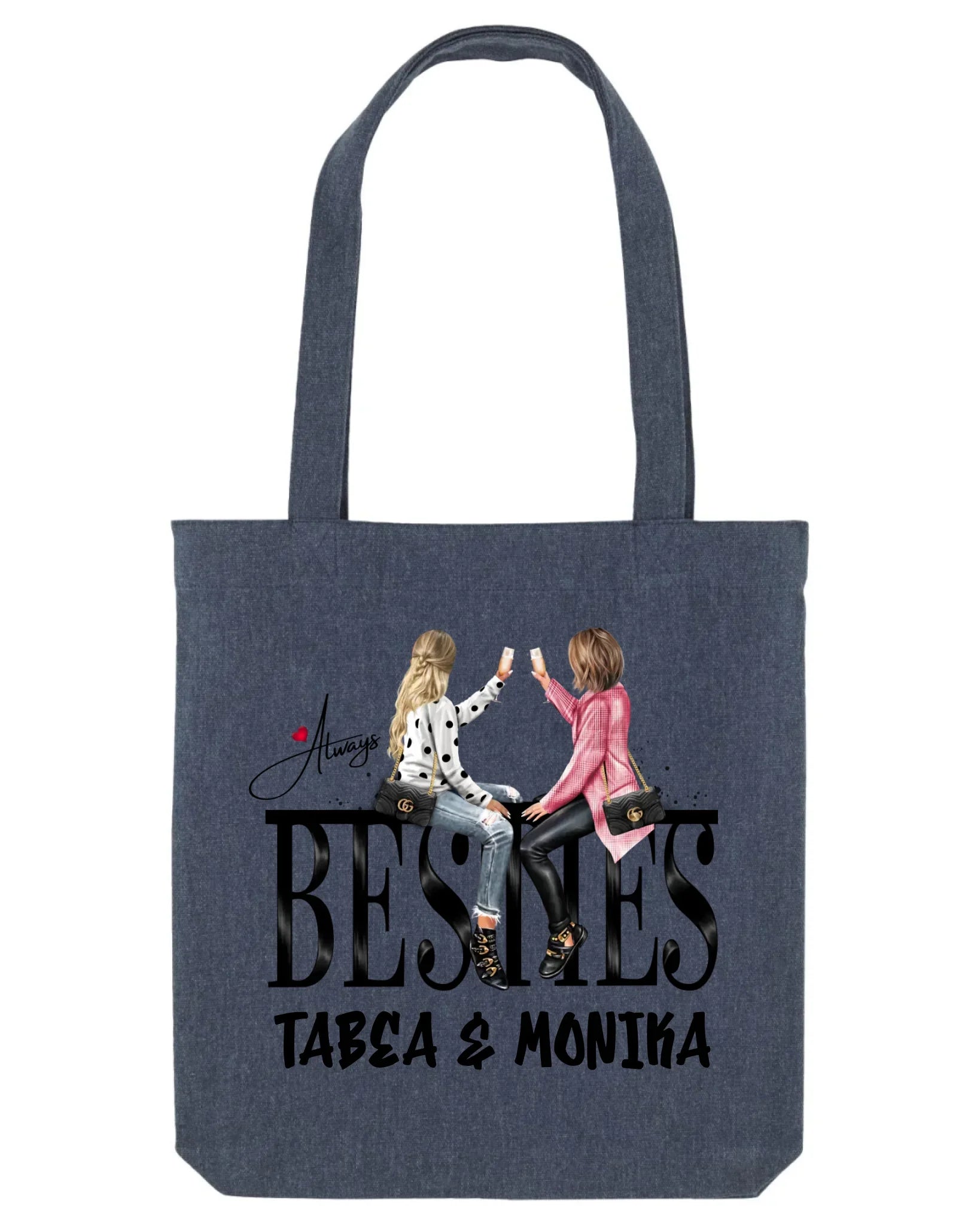 Besties: Girls on Text • mehrere Artikel • ’Statement-Collection’ • Wunschtext • personalisierte Figuren - Stofftasche