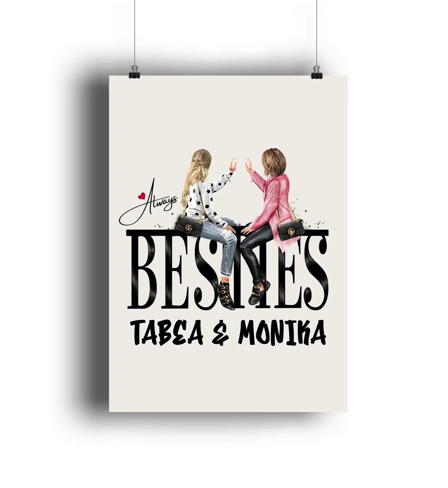 Besties: Girls on Text • mehrere Artikel • ’Statement-Collection’ • Wunschtext • personalisierte Figuren - POSTER