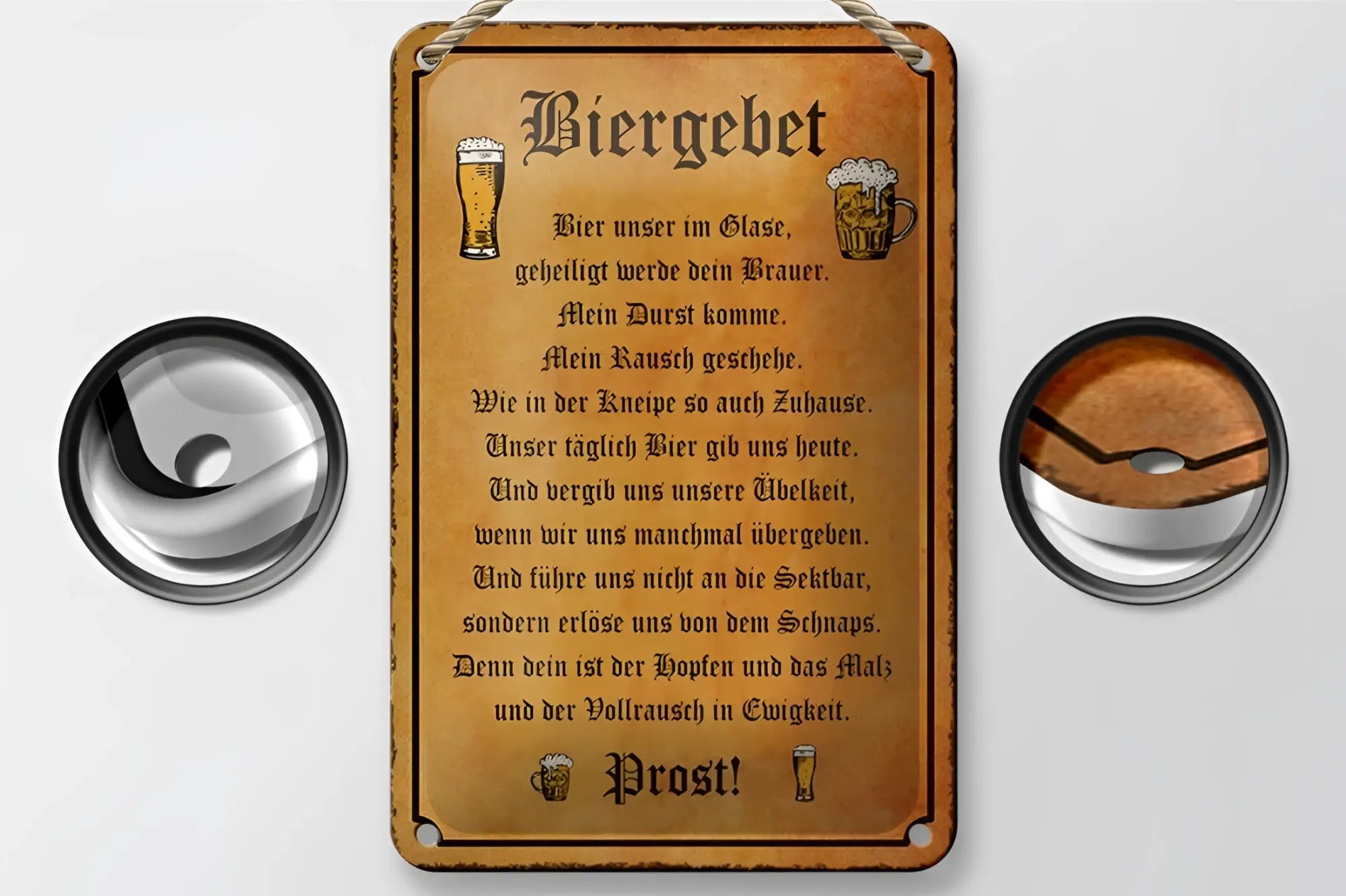 Rustikales rechteckiges blechschild bier unser im glase 12x18cm mit vintage bierdesign und deutschem text