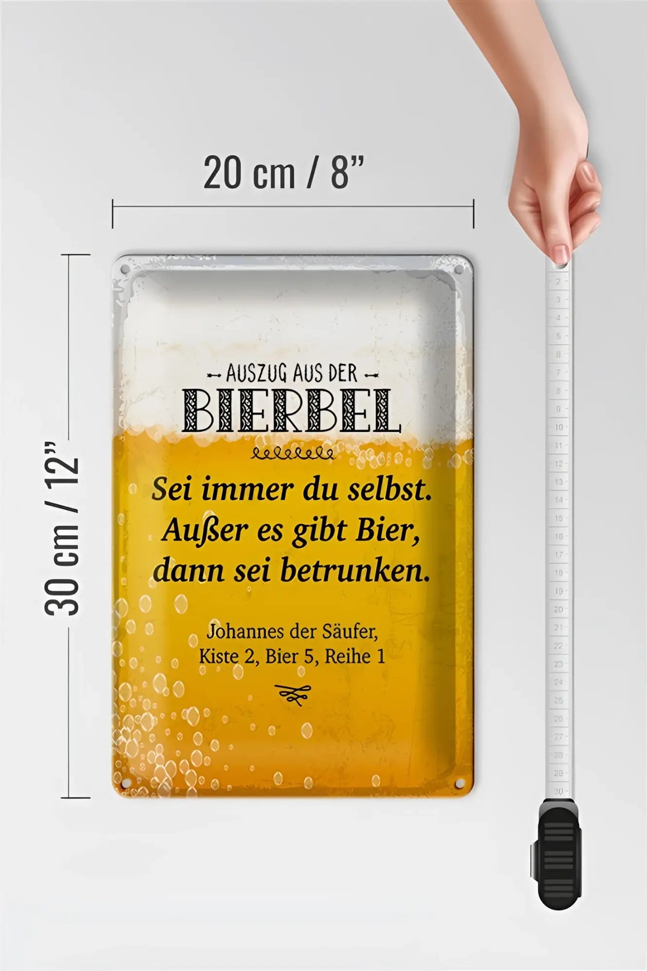 Rechteckiges blechschild 20x30cm mit bier-schaum-design und deutschem text für bierliebhaber aus metall