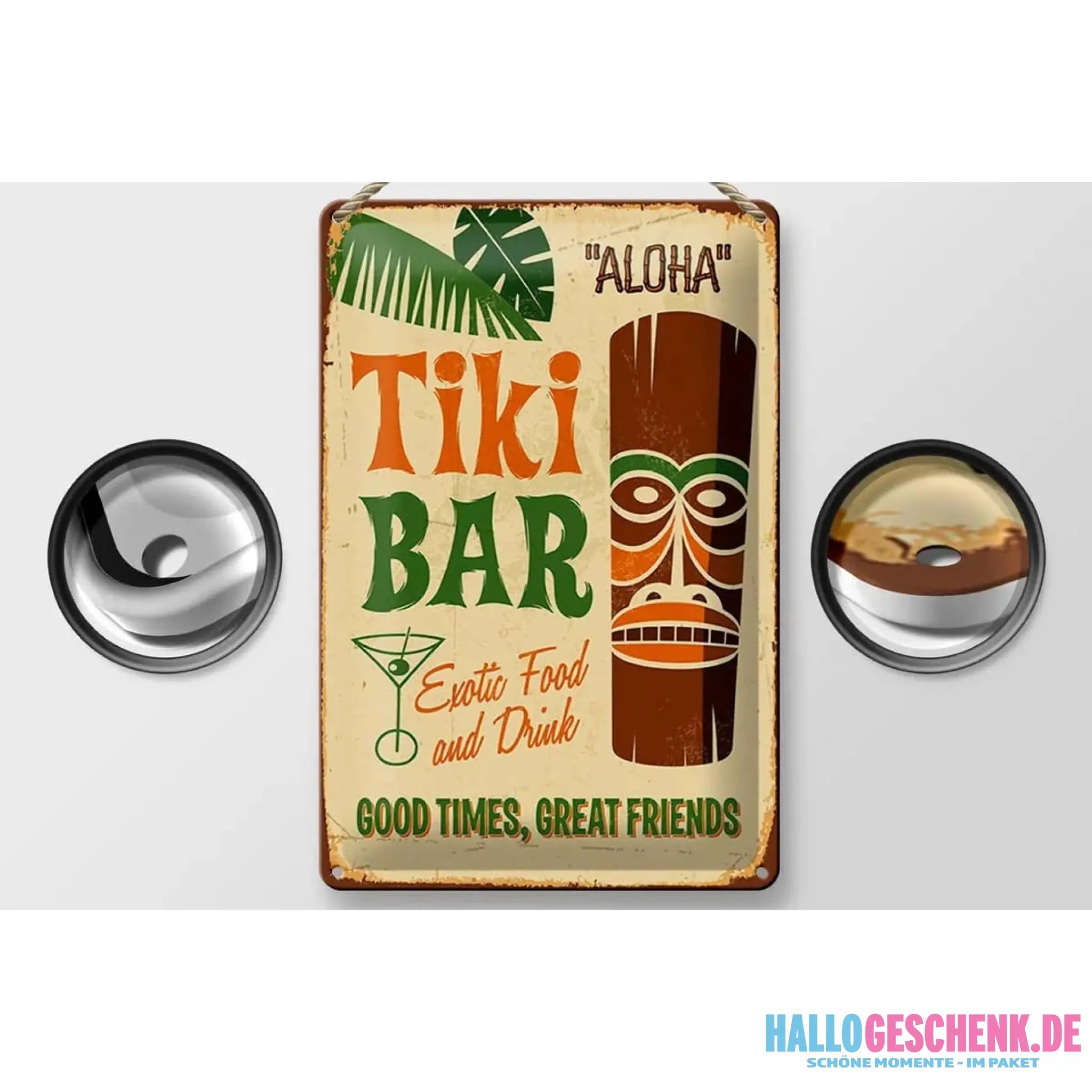 Blechschild 20x30cm Tiki Bar Aloha Exotic Food