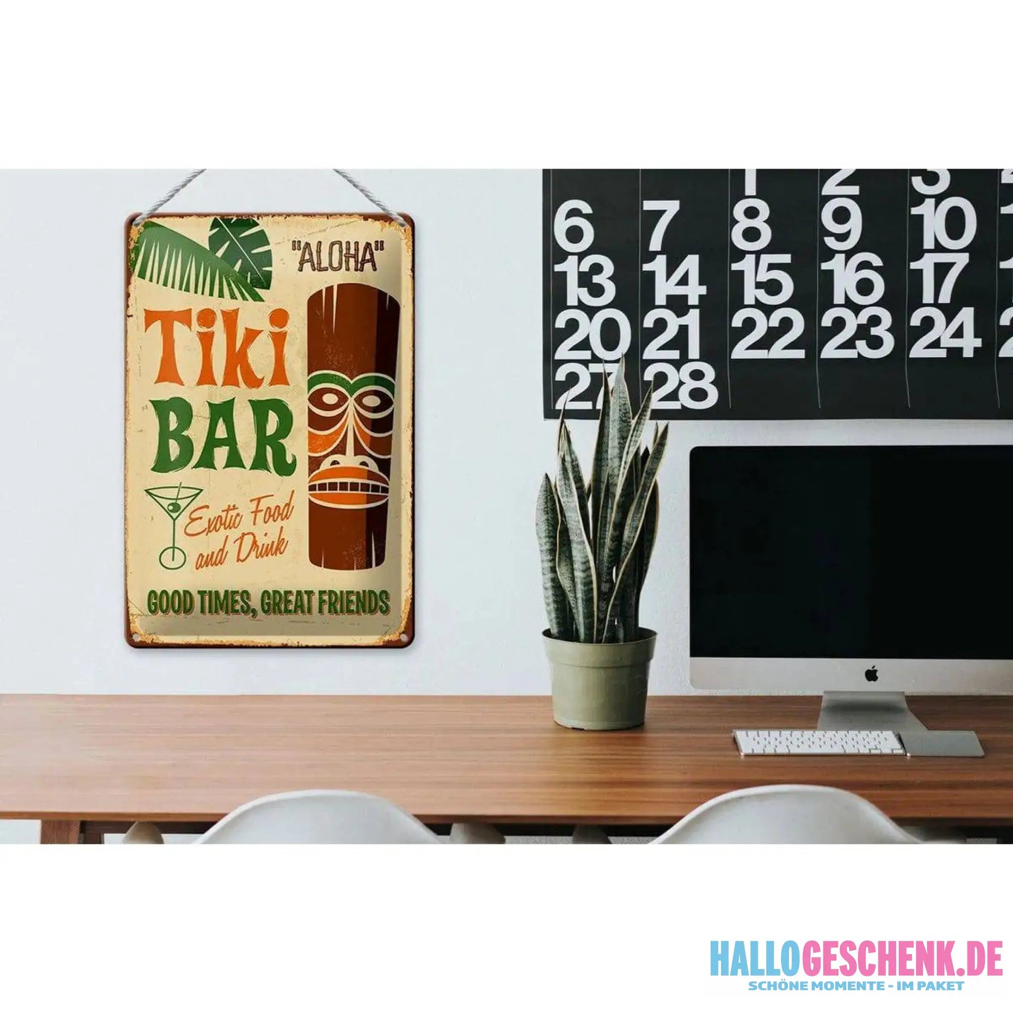 Blechschild 20x30cm Tiki Bar Aloha Exotic Food