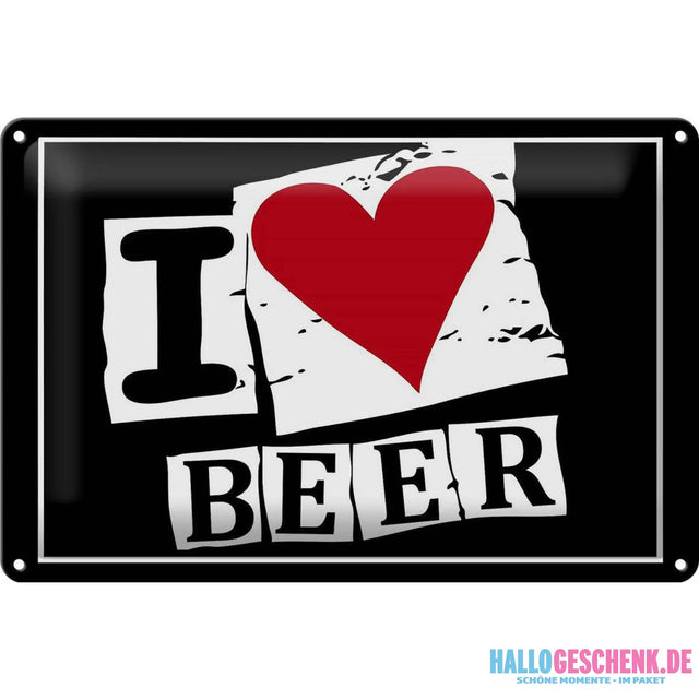 Blechschild 30x20cm Bier I Love Beer