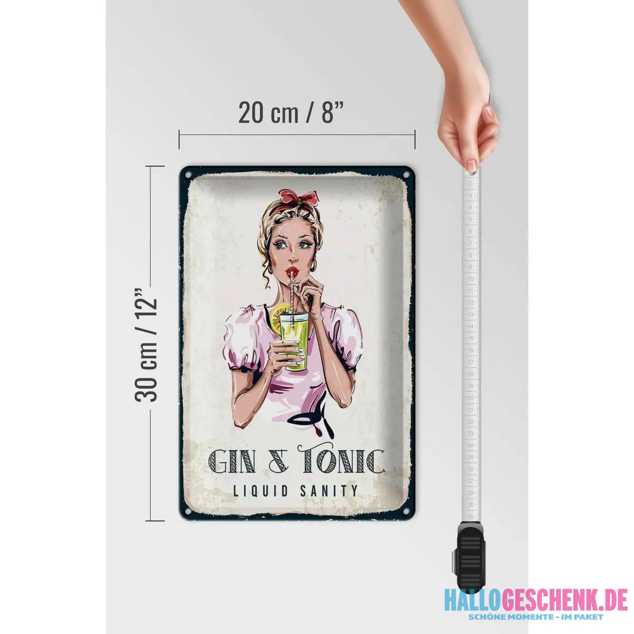 Blechschild Gin & Tonic Liquid Sanity 20x30cm