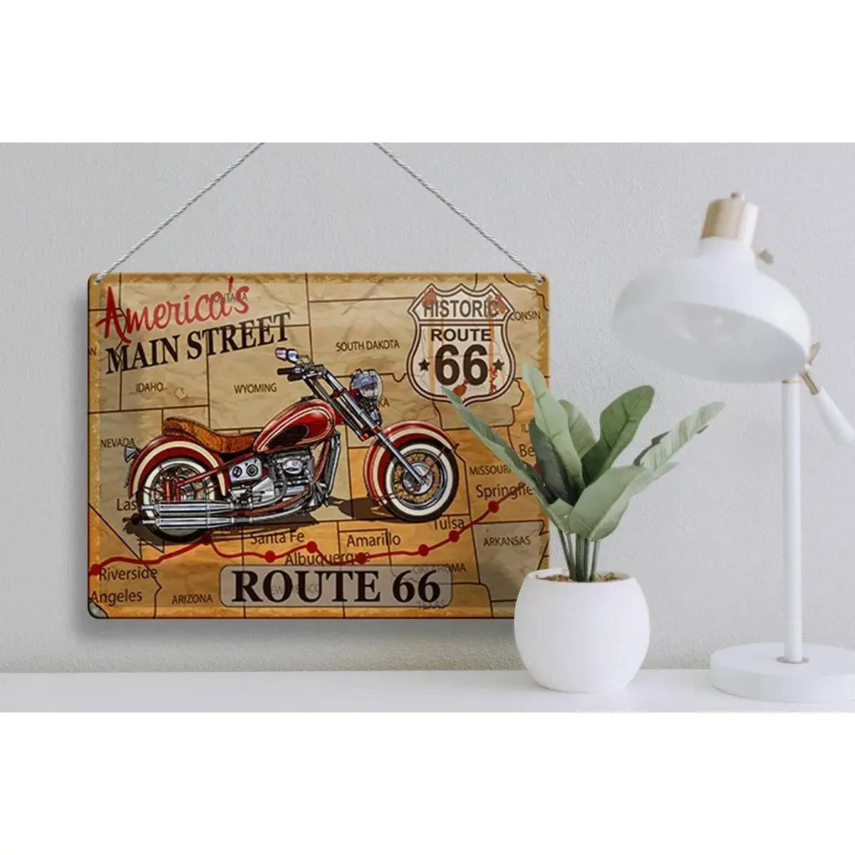 Blechschild Motorrad 40x30cm Americas main street route 66 Deko Schild