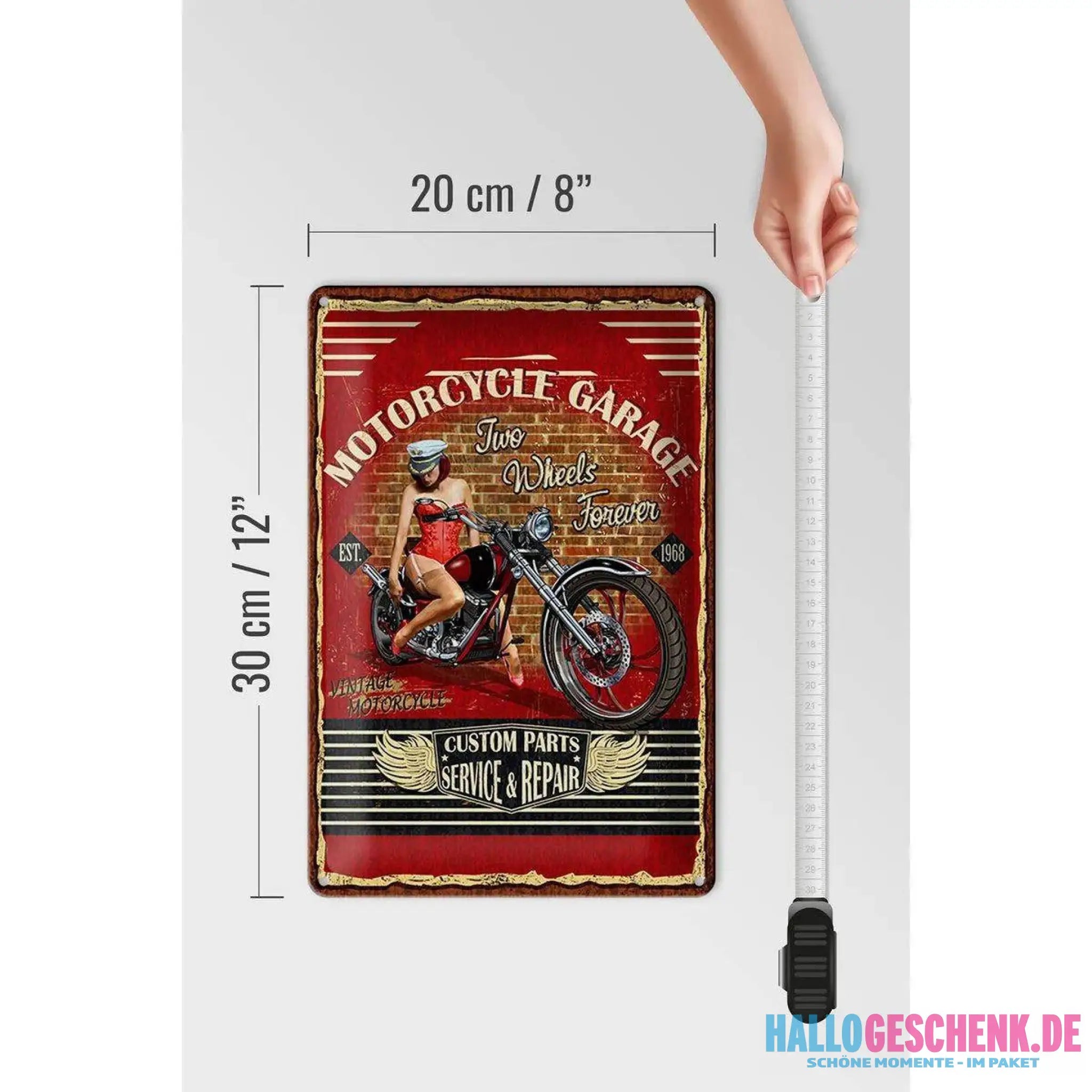 Blechschild Pinup 20x30cm Retro Motorcycle Garage Vintage