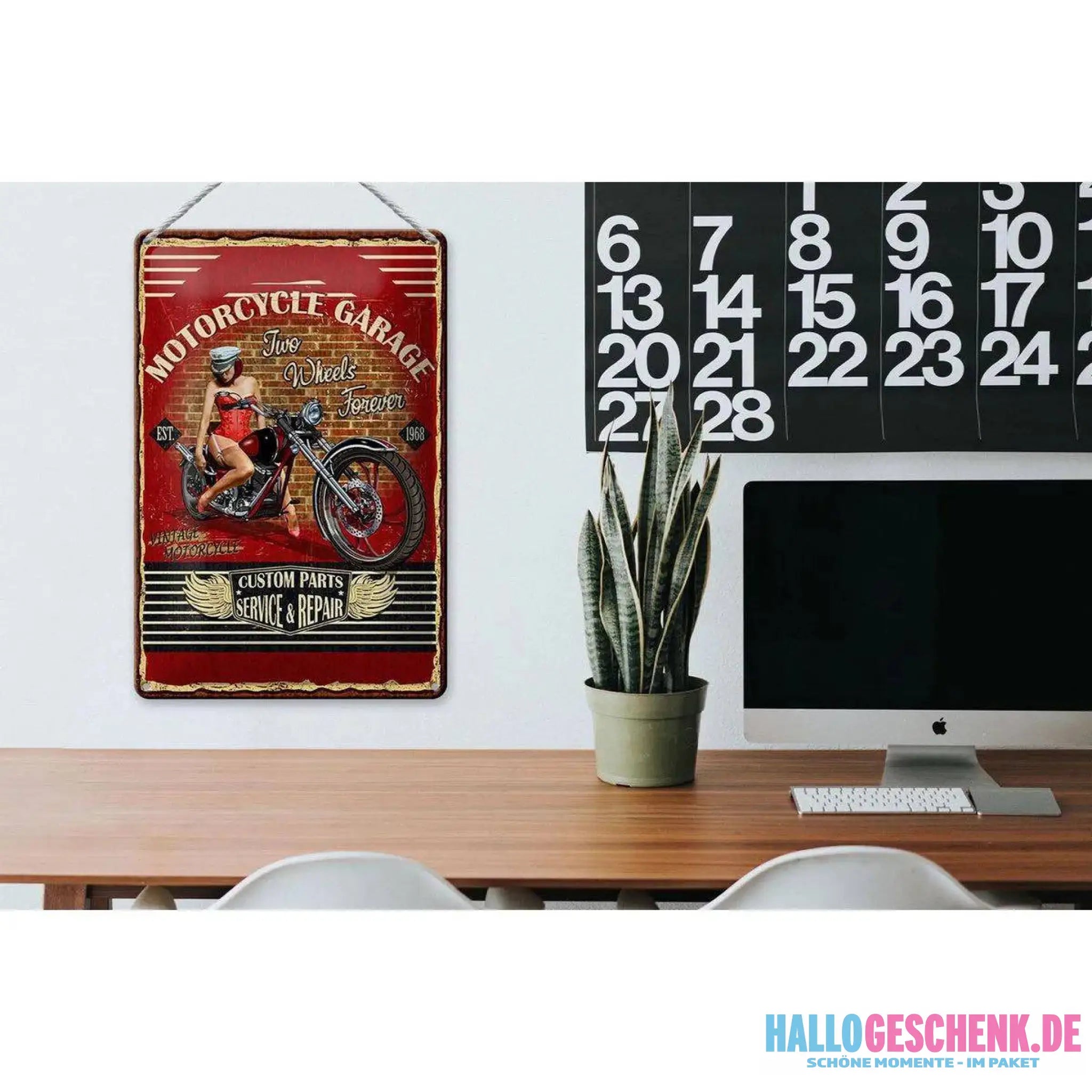 Blechschild Pinup 20x30cm Retro Motorcycle Garage Vintage