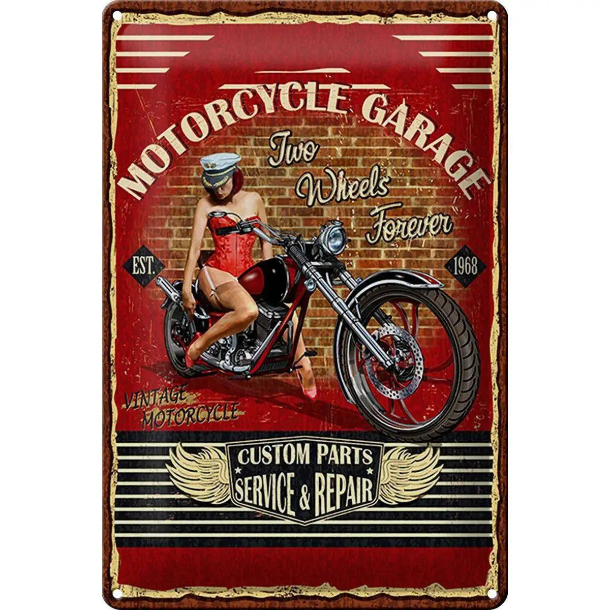 Blechschild Pinup 20x30cm Retro Motorcycle Garage Vintage