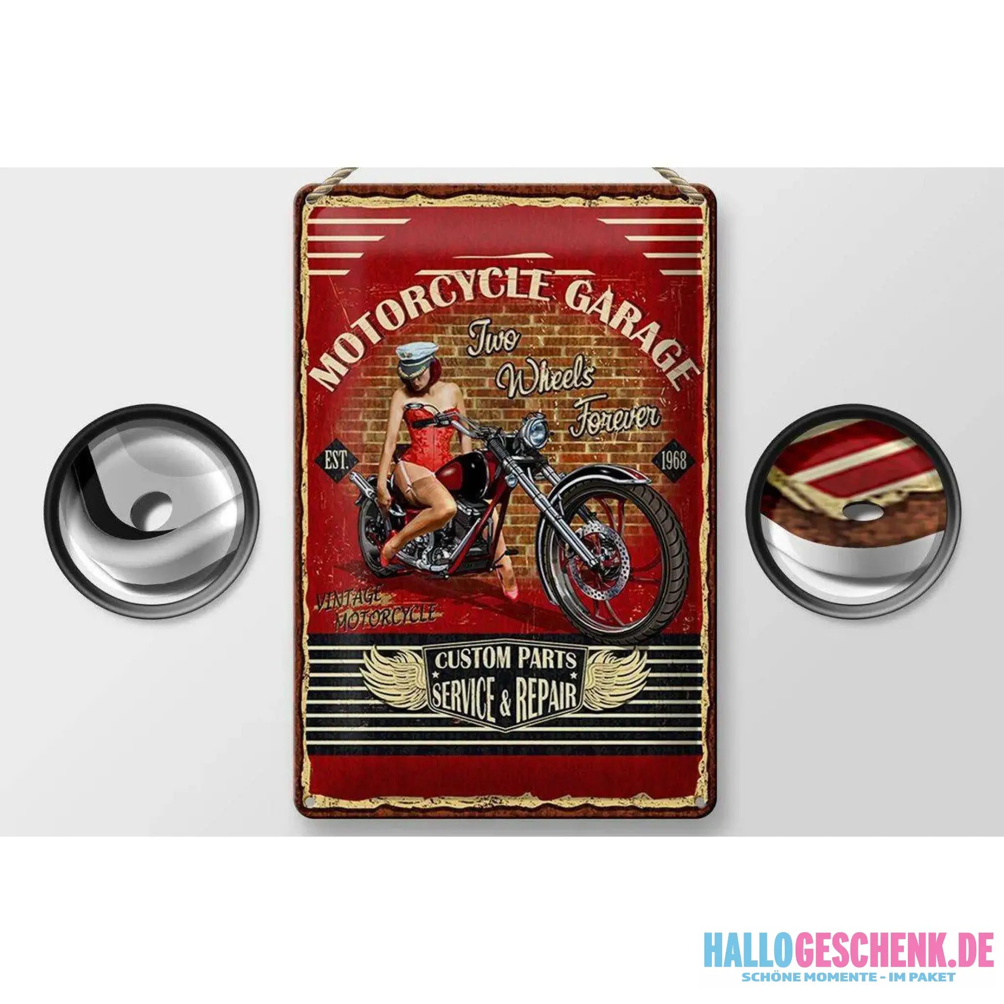 Blechschild Pinup 20x30cm Retro Motorcycle Garage Vintage