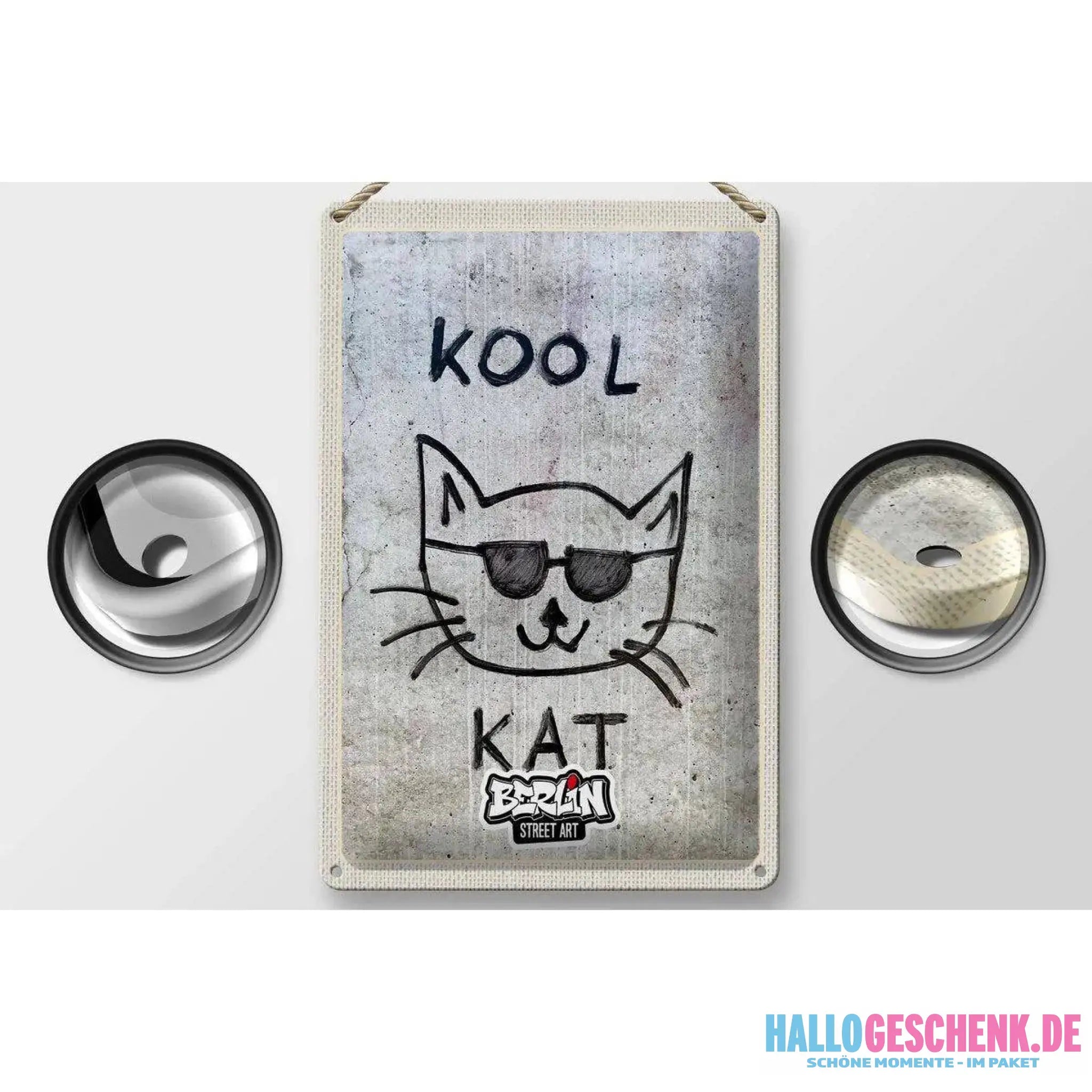 Blechschild Reise 20x30cm Berlin Hauptstadt Street Art Katze