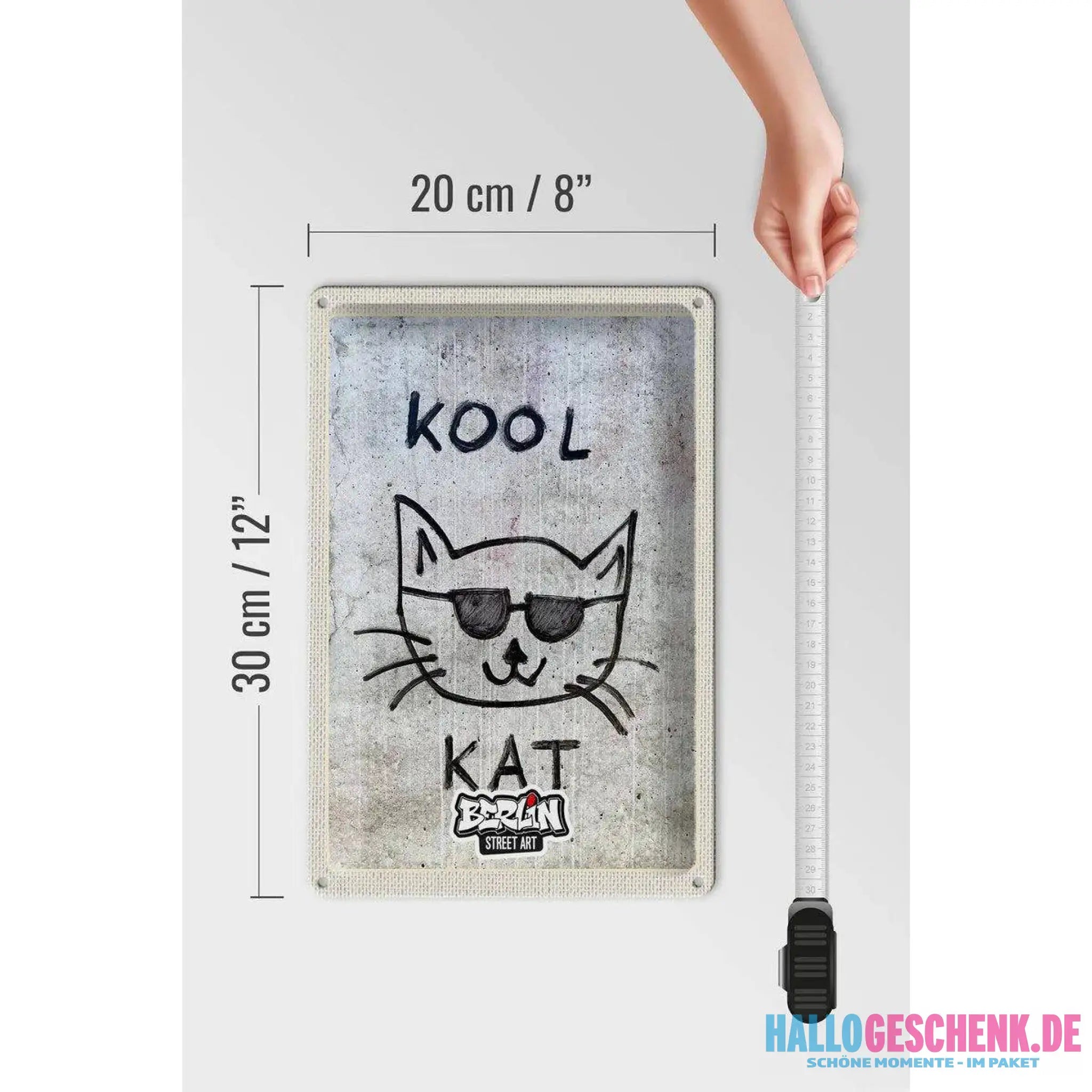 Blechschild Reise 20x30cm Berlin Hauptstadt Street Art Katze