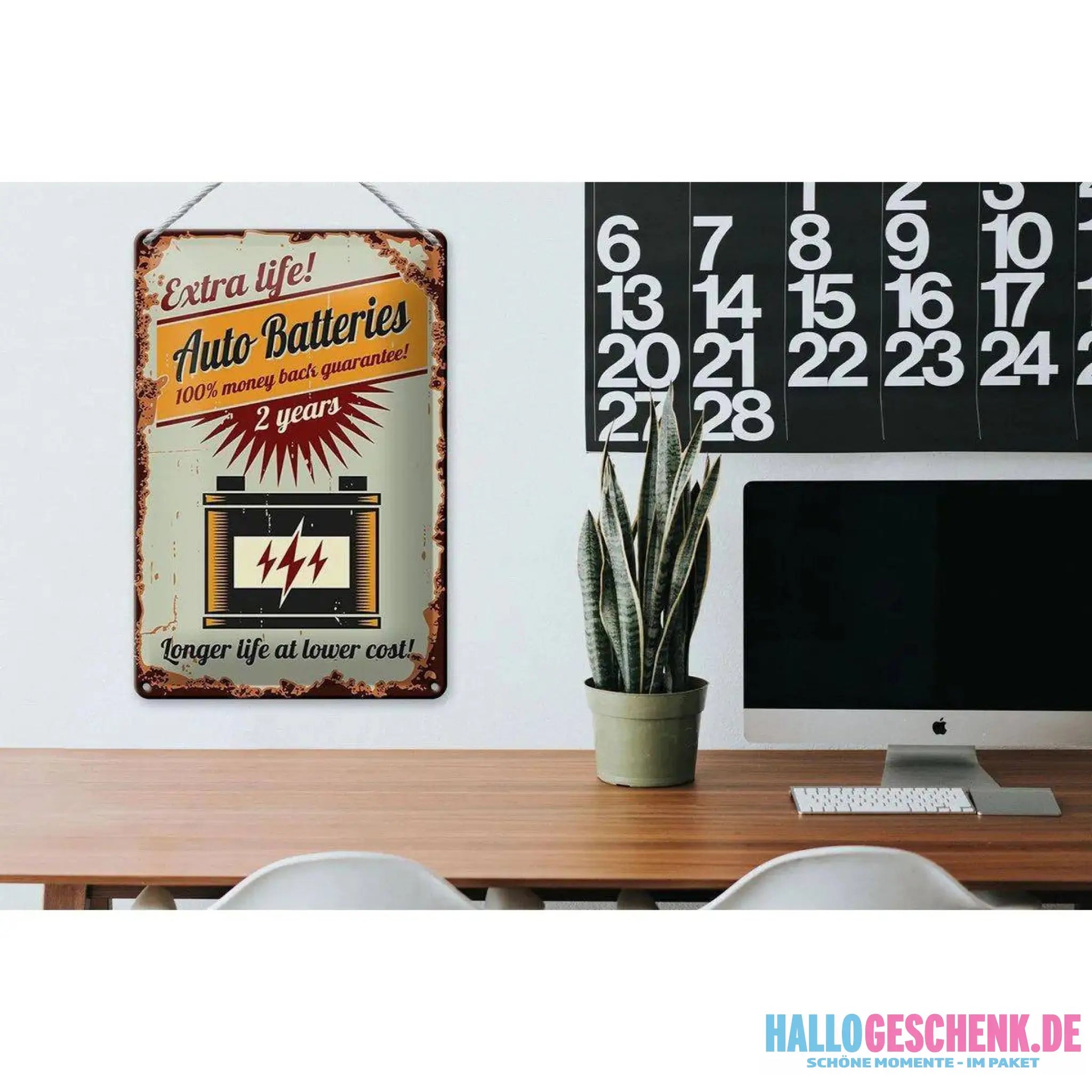 Blechschild Retro 20x30cm Auto Batteries extra life