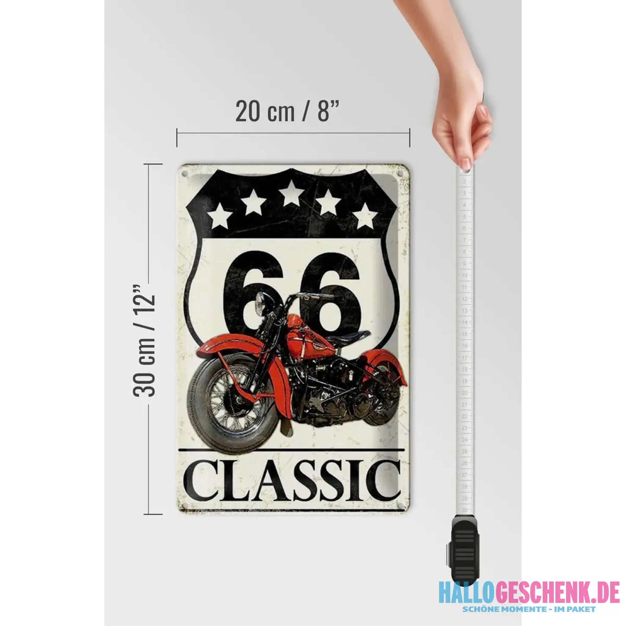 Blechschild Retro 20x30cm Motorrad classic 66 5 Sterne