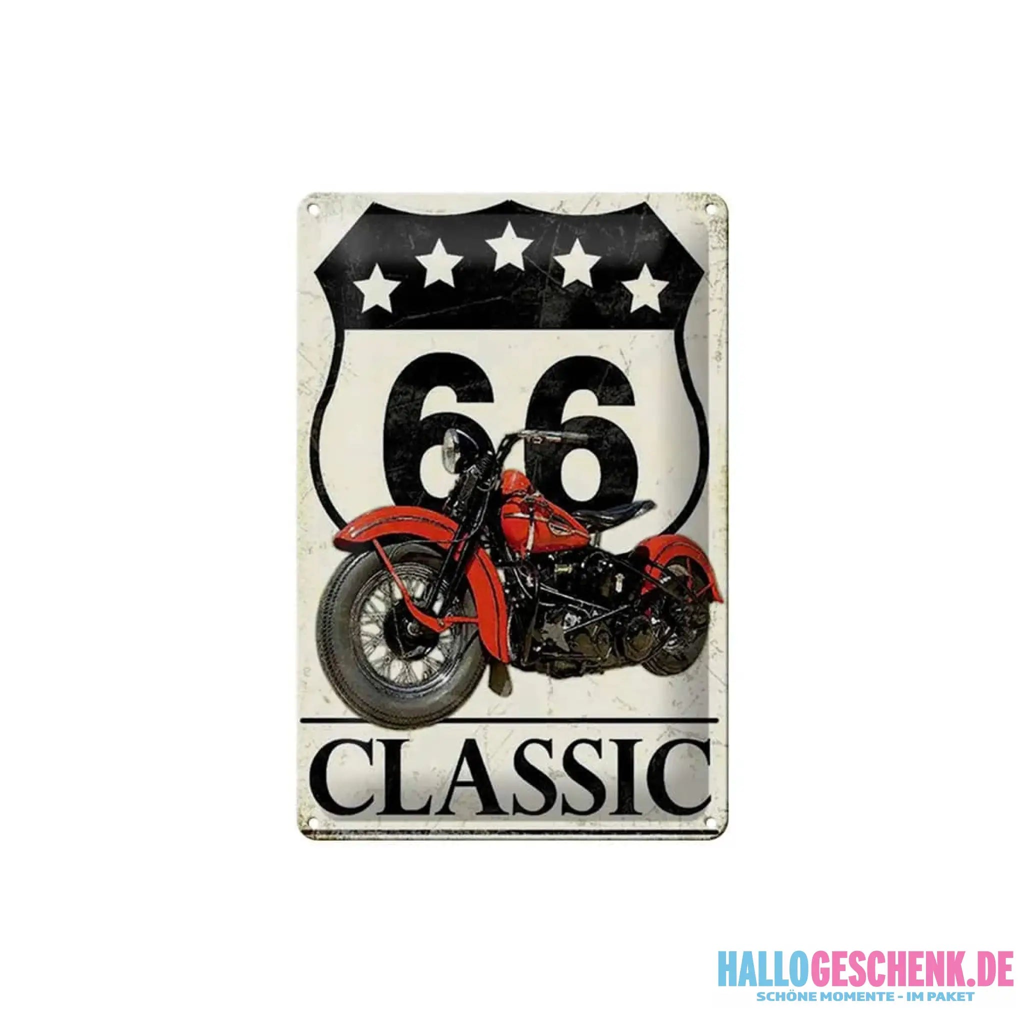 Blechschild Retro 20x30cm Motorrad classic 66 5 Sterne