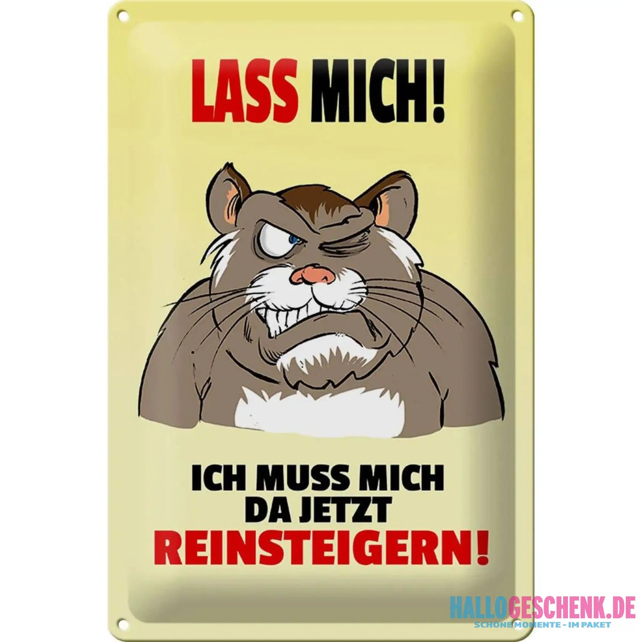 Blechschild Spruch 20x30cm Lass mich Muss mich da reinsteigern