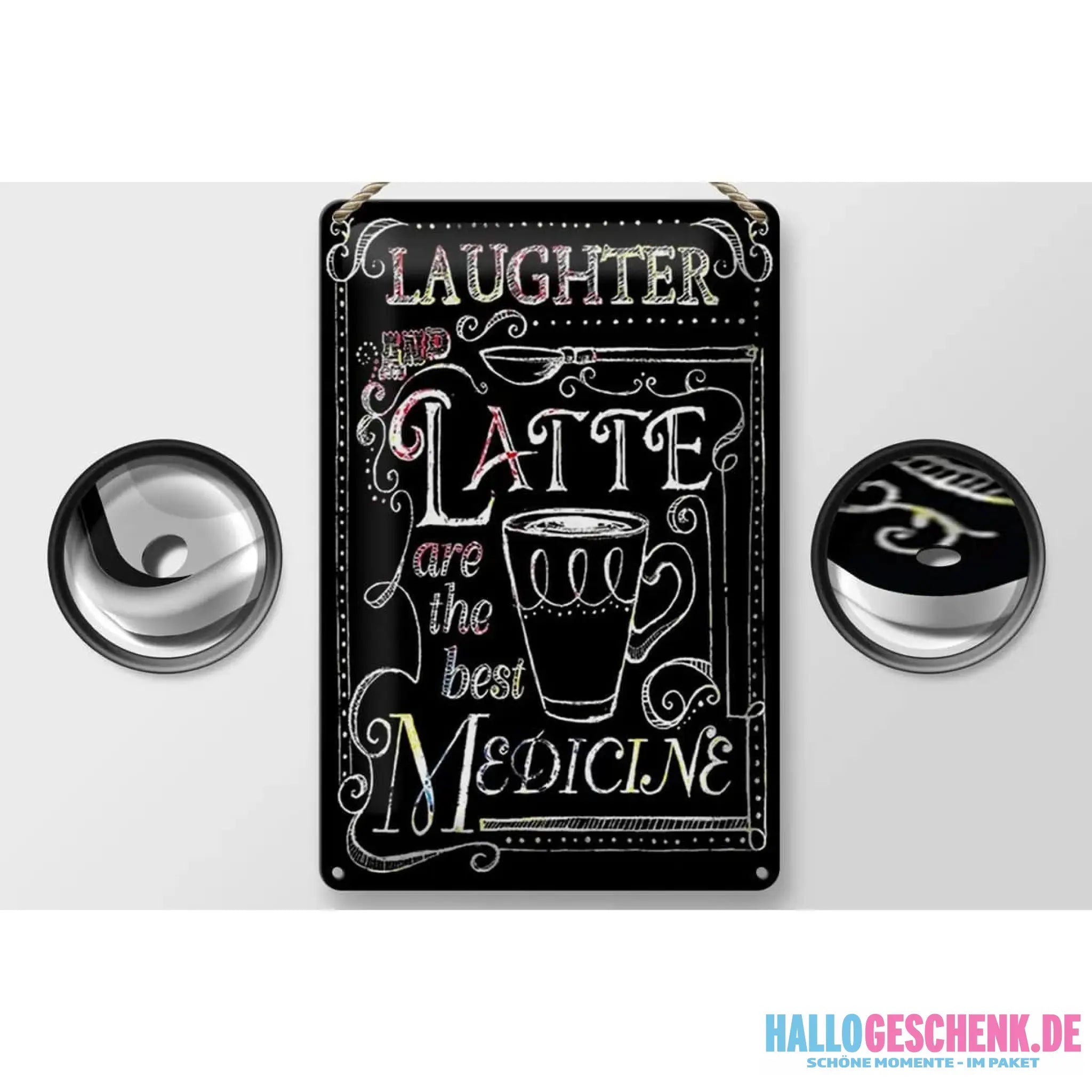 Blechschild Spruch 20x30cm Laughter and Latte are the best