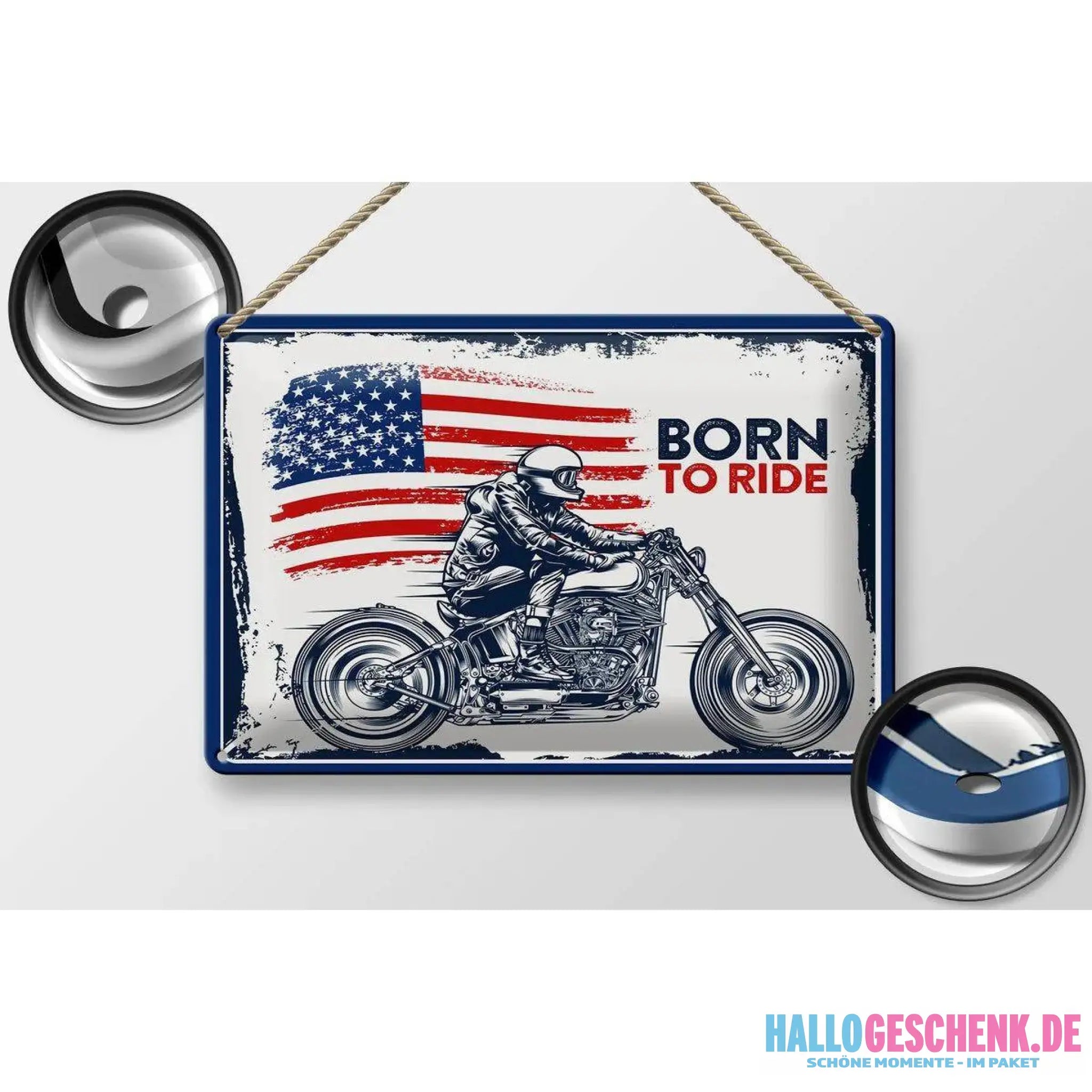 Blechschild Spruch 30x20 Motrrad Bycicle Route 66 Biker Helm