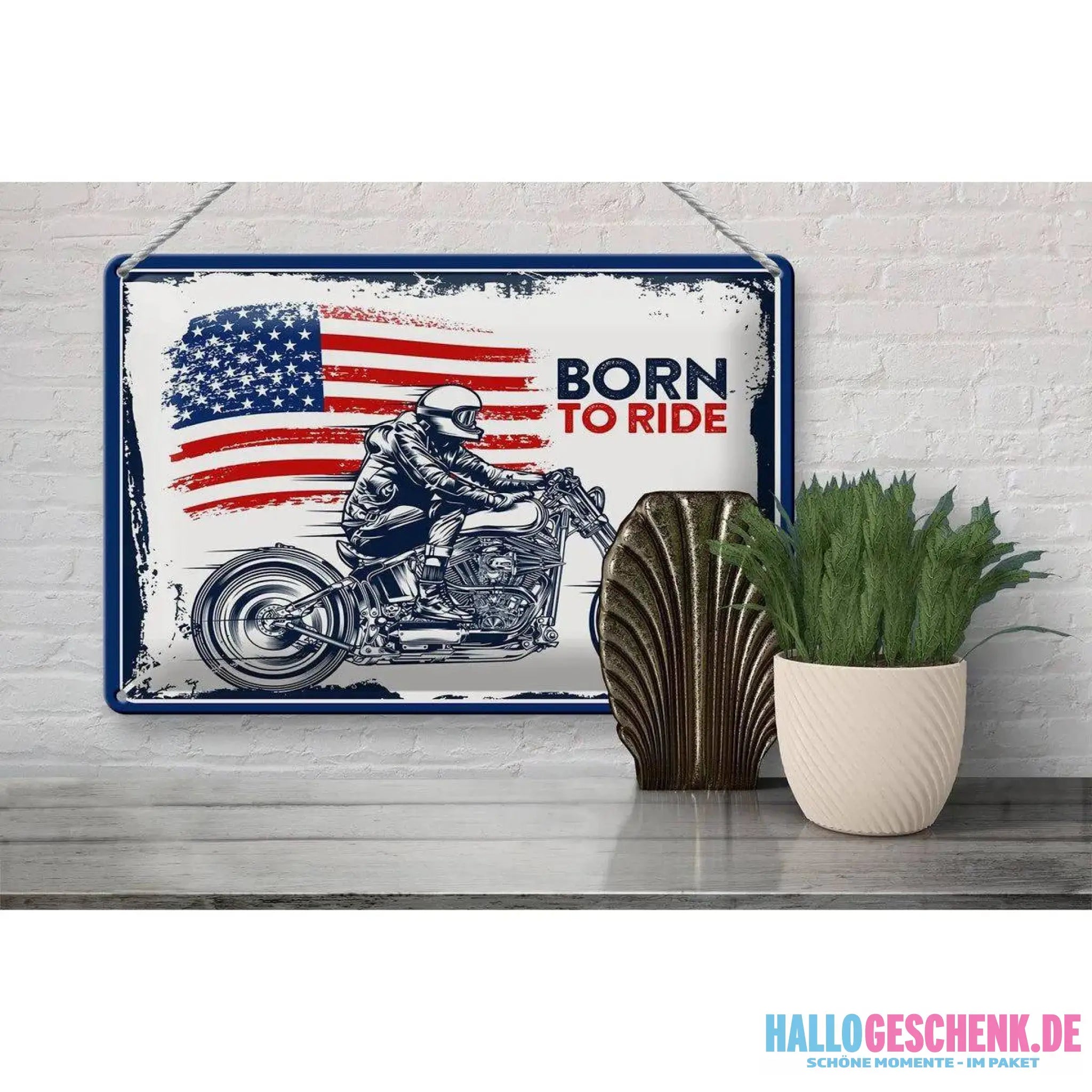 Blechschild Spruch 30x20 Motrrad Bycicle Route 66 Biker Helm
