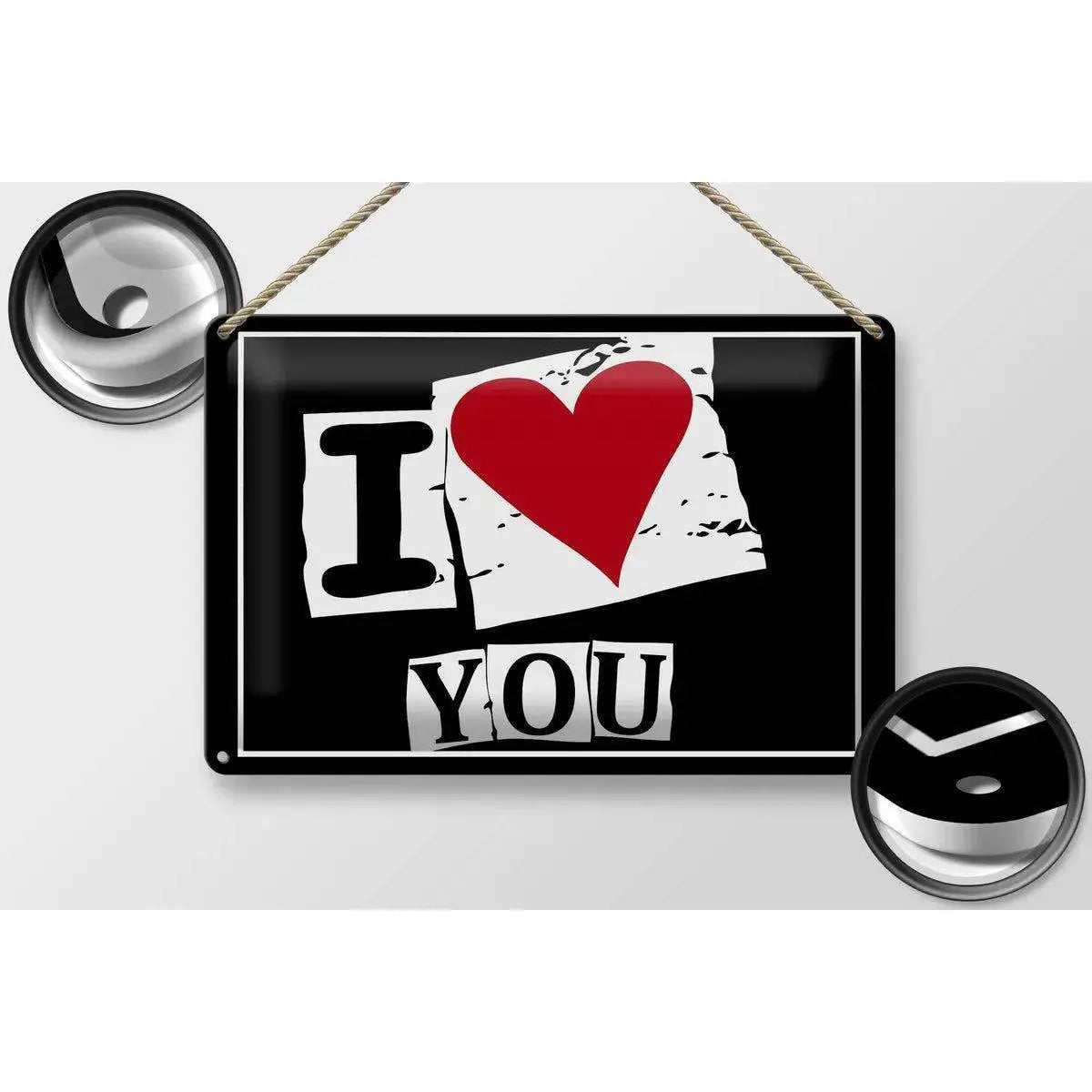 Blechschild Spruch 30x20cm I Love You Herz