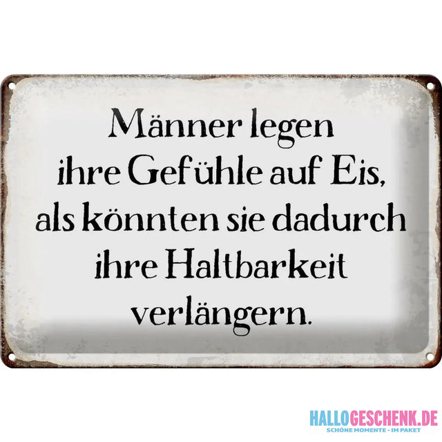 Blechschild Spruch 30x20cm Männer legen Gefühle auf Eis