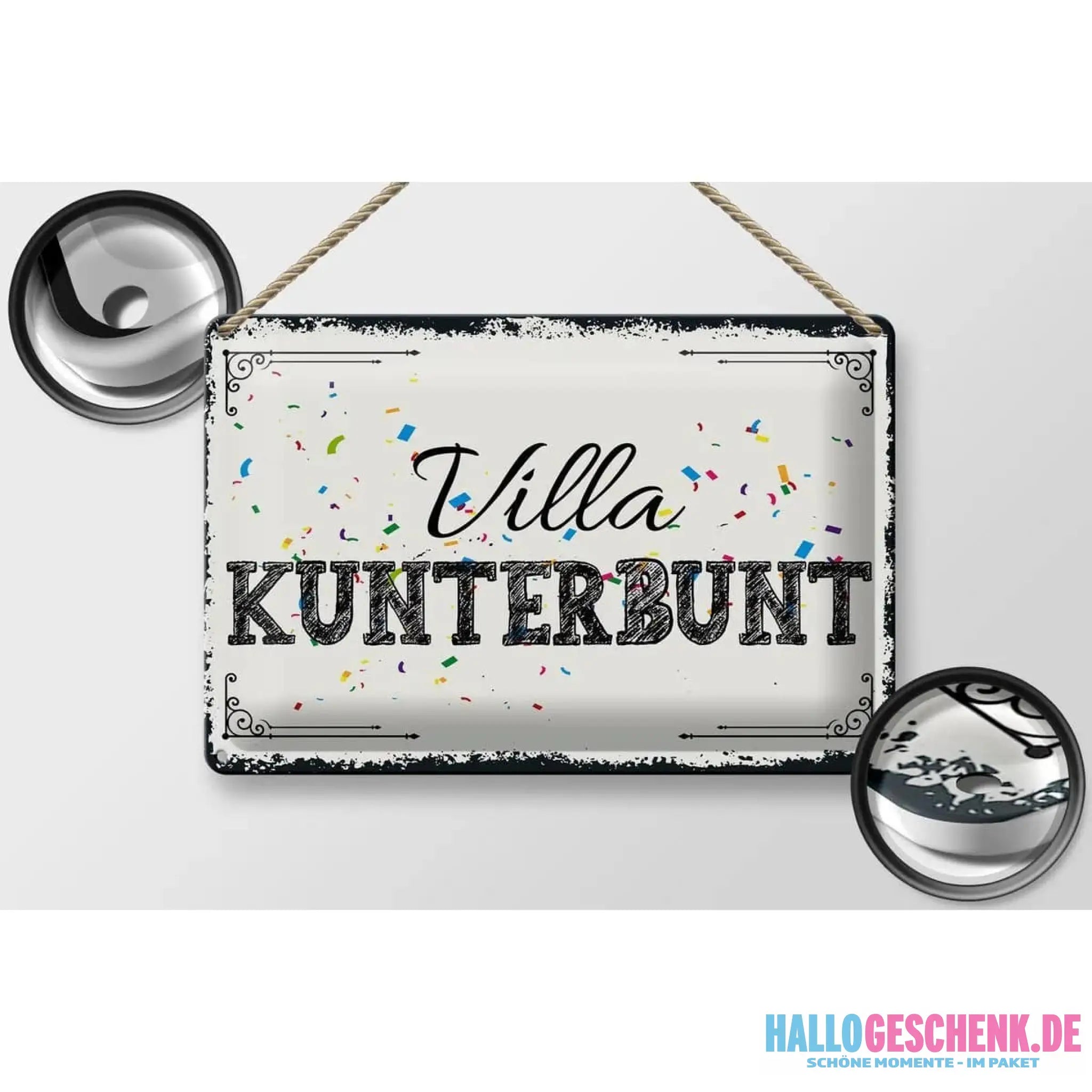 Blechschild Spruch 30x20cm Villa Kunterbunt