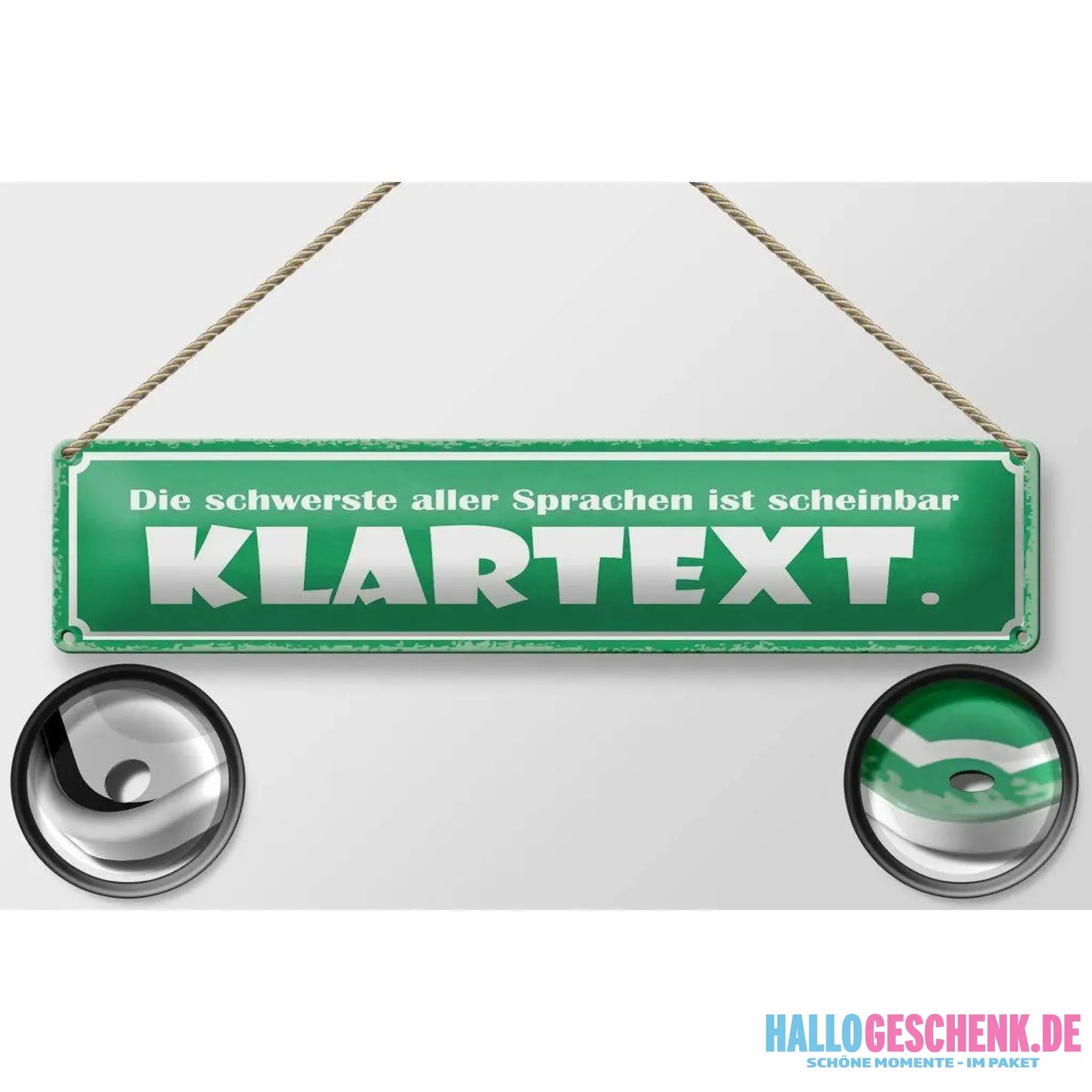 Blechschild Spruch 46x10 cm Die schwerste Sprache Klartext Deko Schild