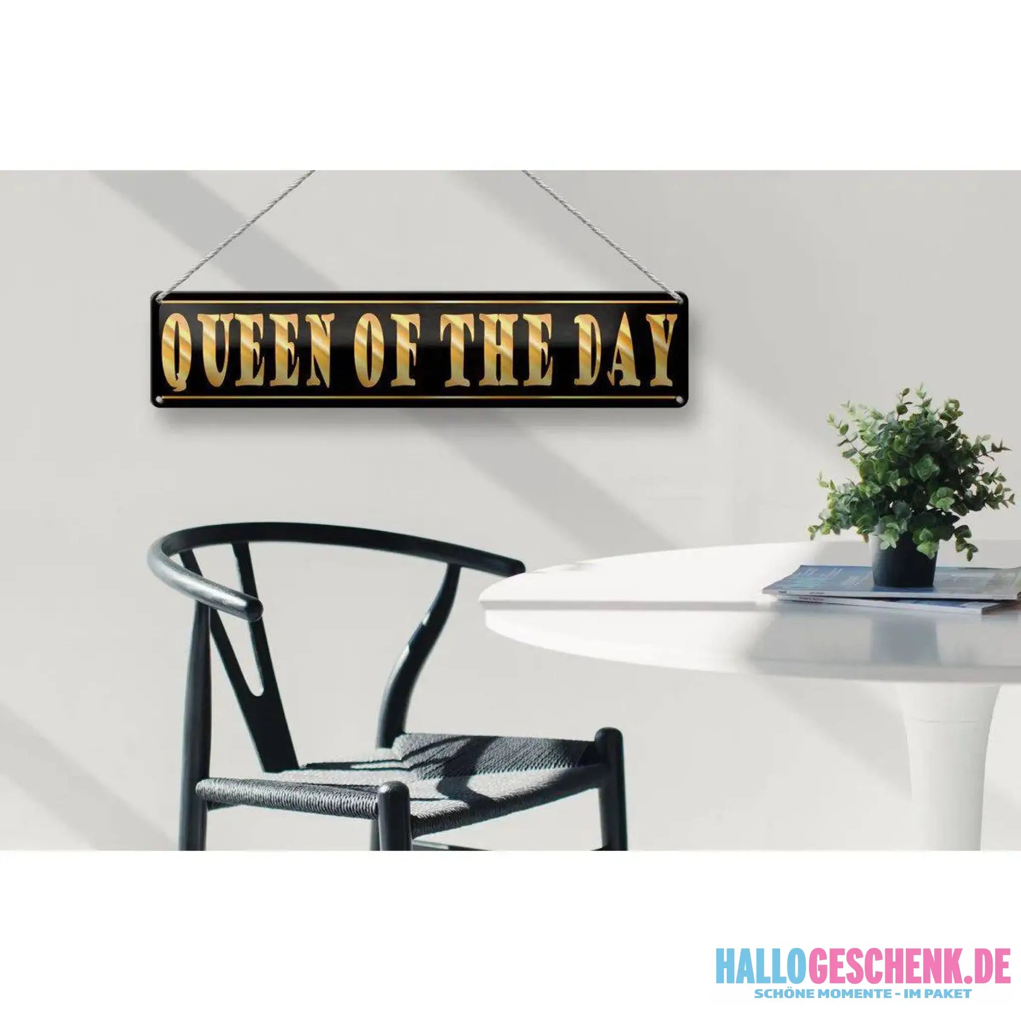 Blechschild Spruch 46x10 cm Queen of the Day Königin Metall Deko Schild