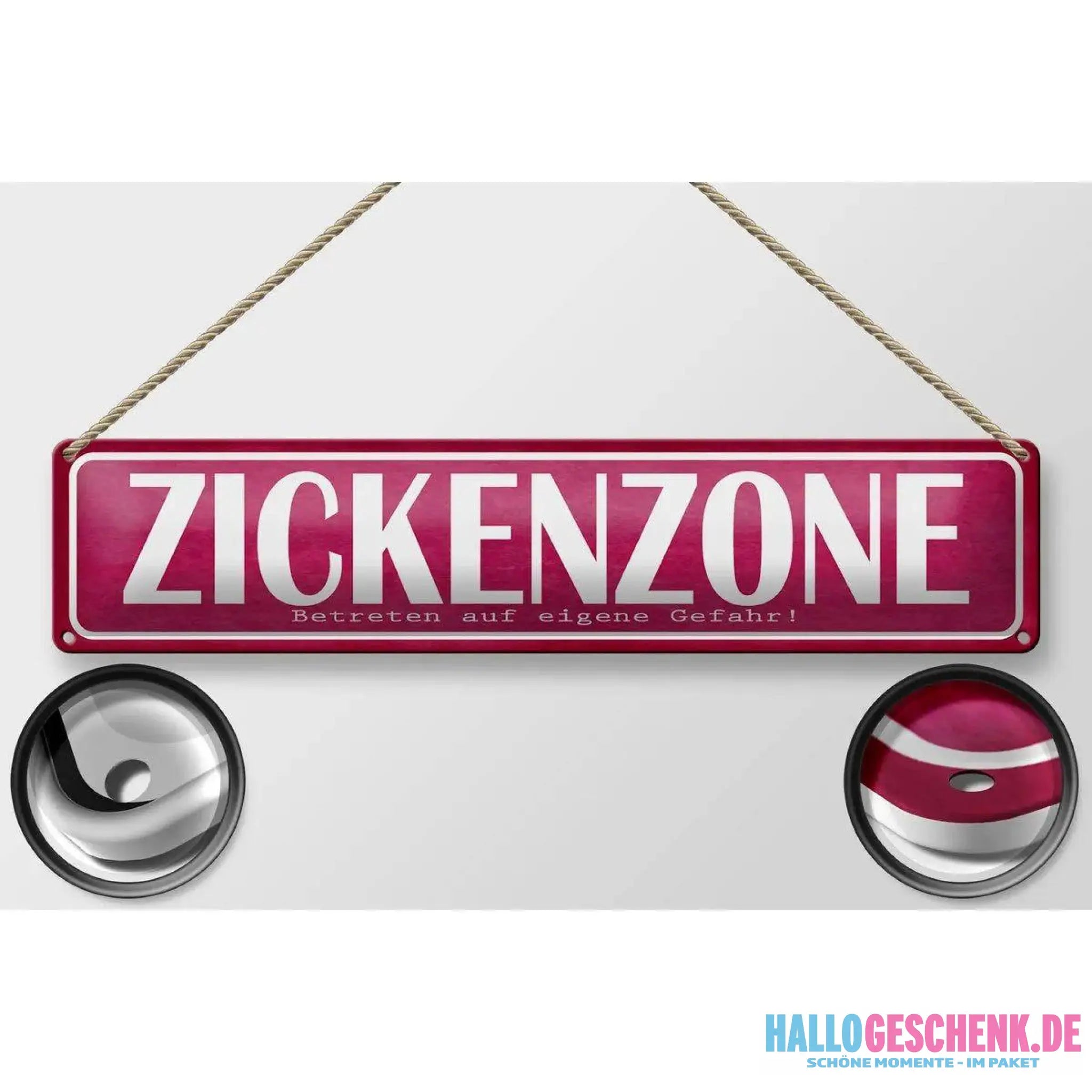 Blechschild Spruch 46x10 cm Zickenzone eigene Gefahr Deko Schild