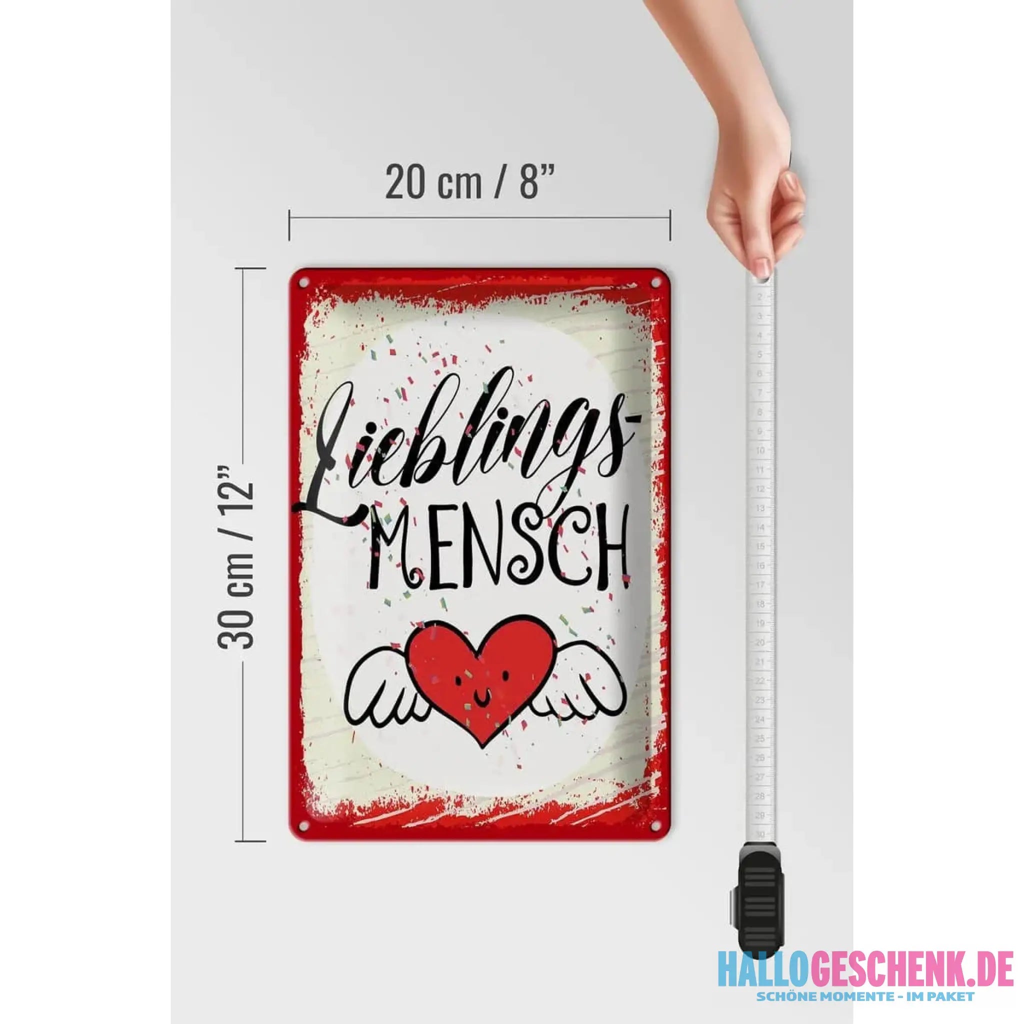 Blechschild Spruch Lieblingsmensch Herz Engel 20x30cm