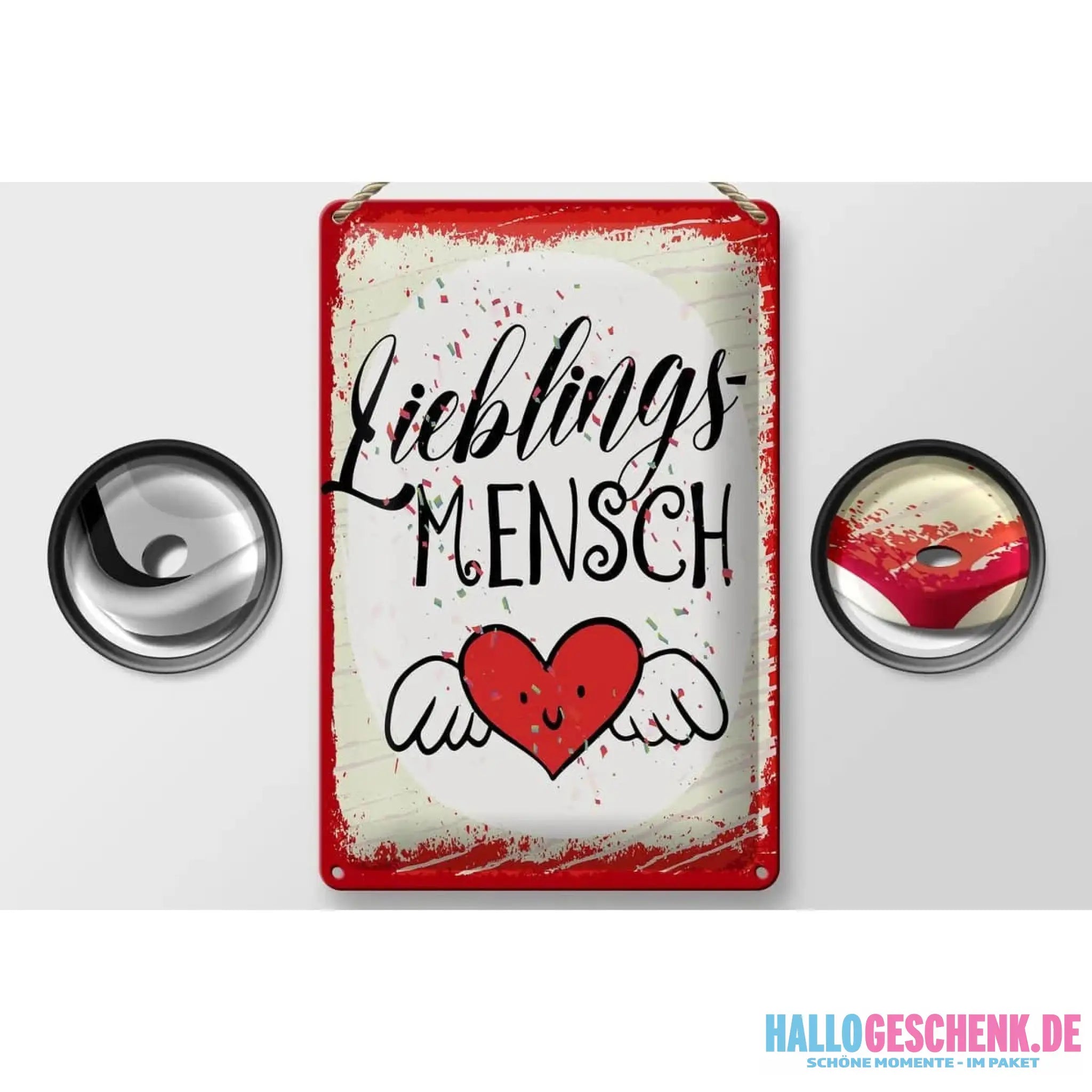 Blechschild Spruch Lieblingsmensch Herz Engel 20x30cm
