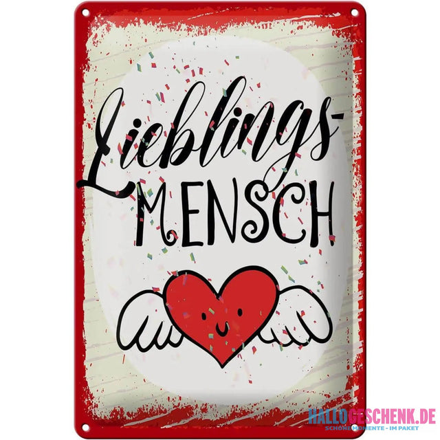 Blechschild Spruch Lieblingsmensch Herz Engel 20x30cm