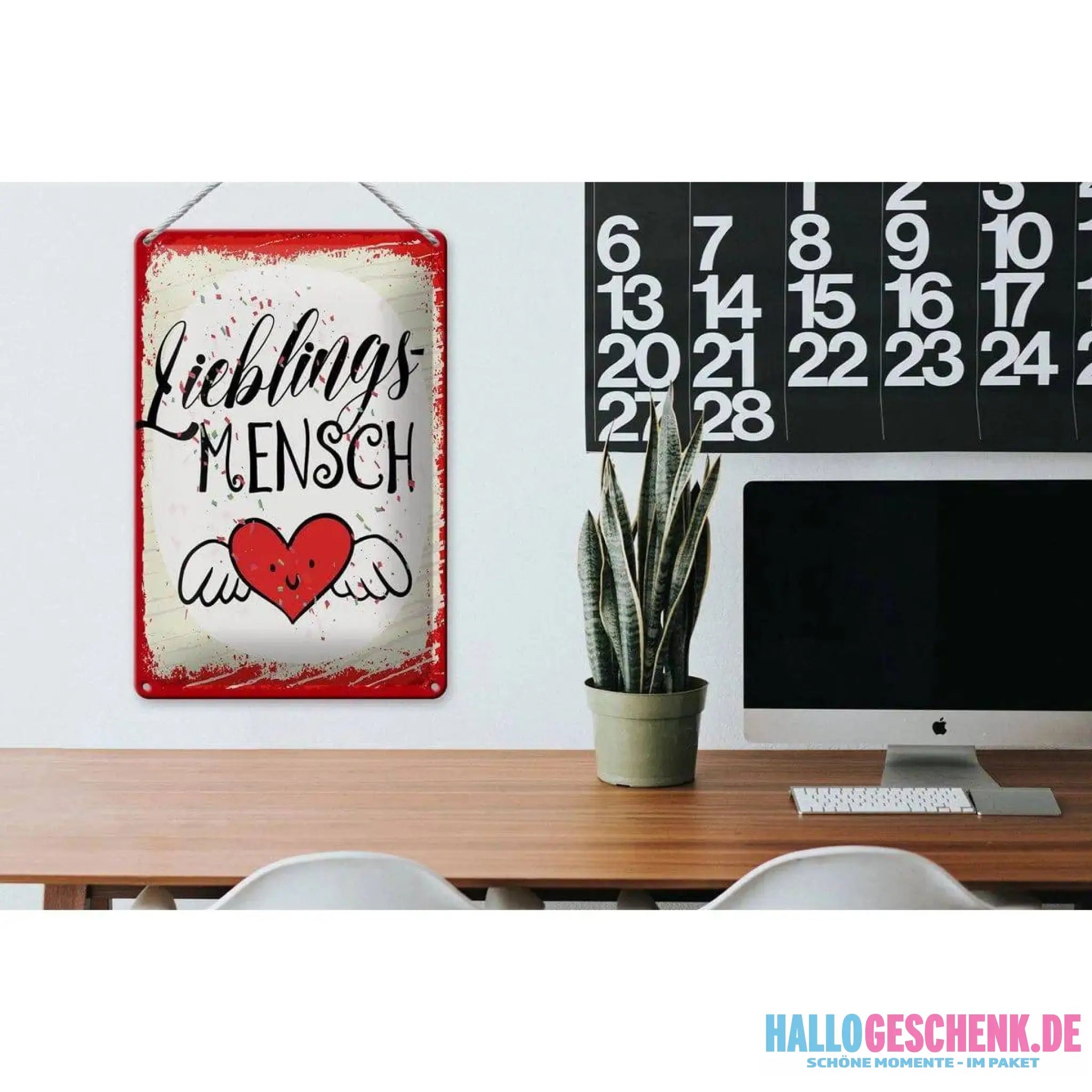Blechschild Spruch Lieblingsmensch Herz Engel 20x30cm
