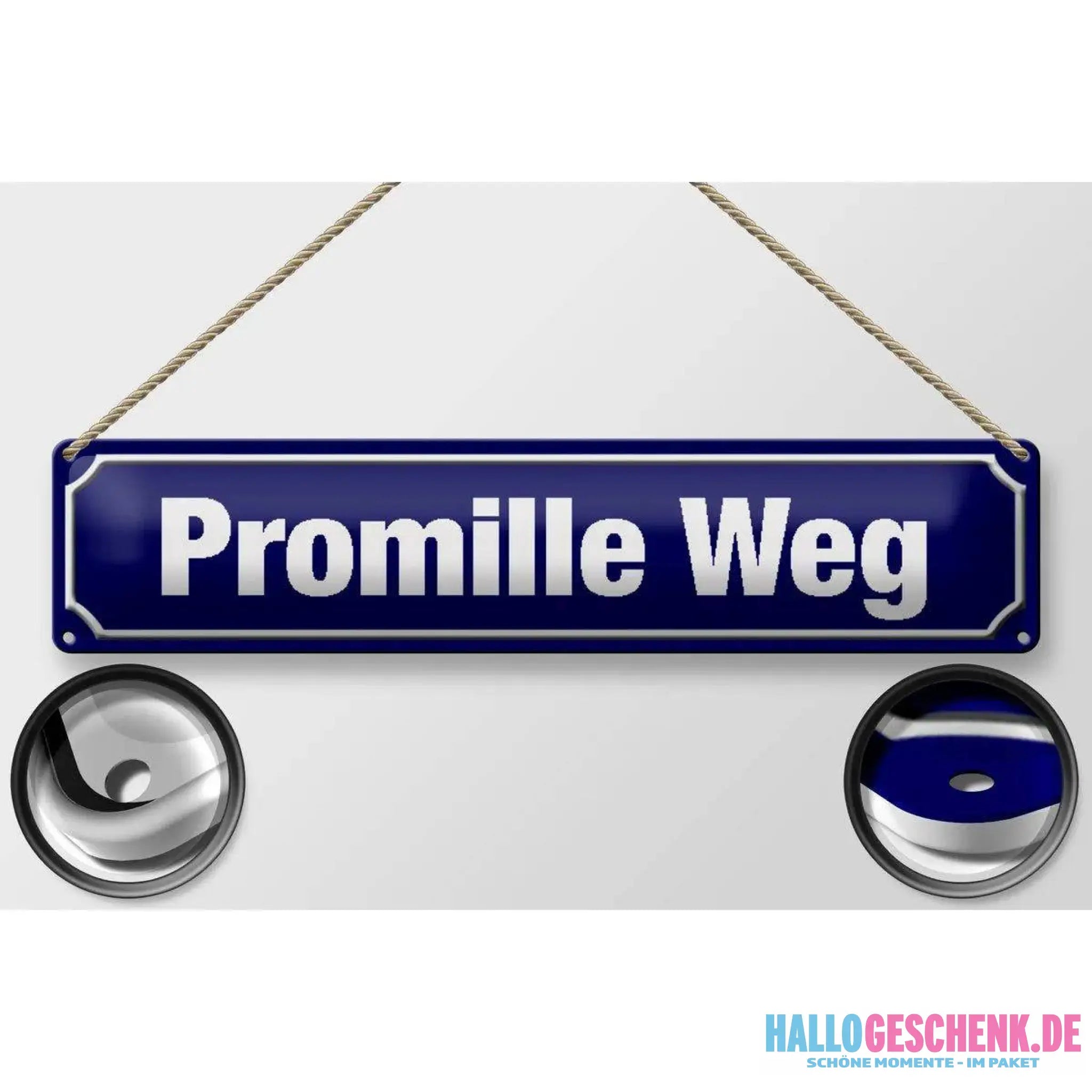 Blechschild Straßenschild 46x10 cm Promille Weg Metall Deko Schild