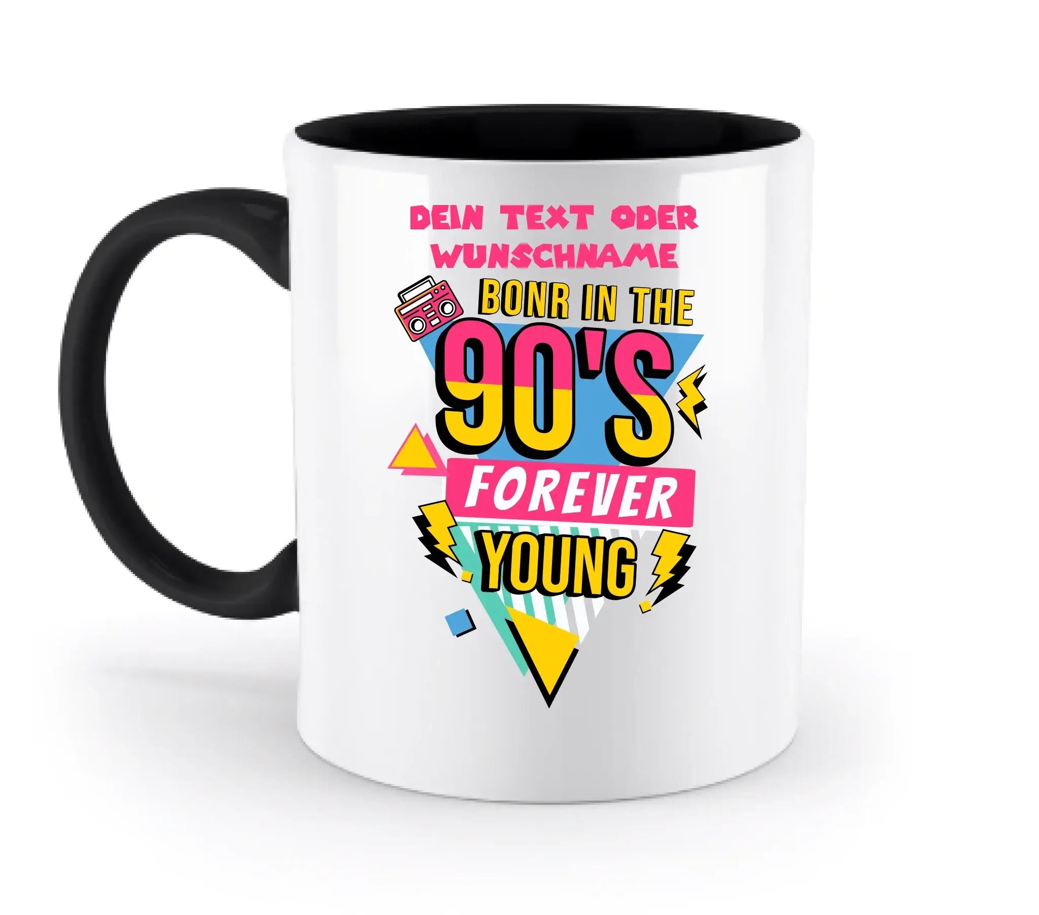 BORN IN THE 90s • zweifarbige Tasse (spülmaschinenfest) • personalisierbar - zweifarbige Tasse • spülmaschinengeeignet