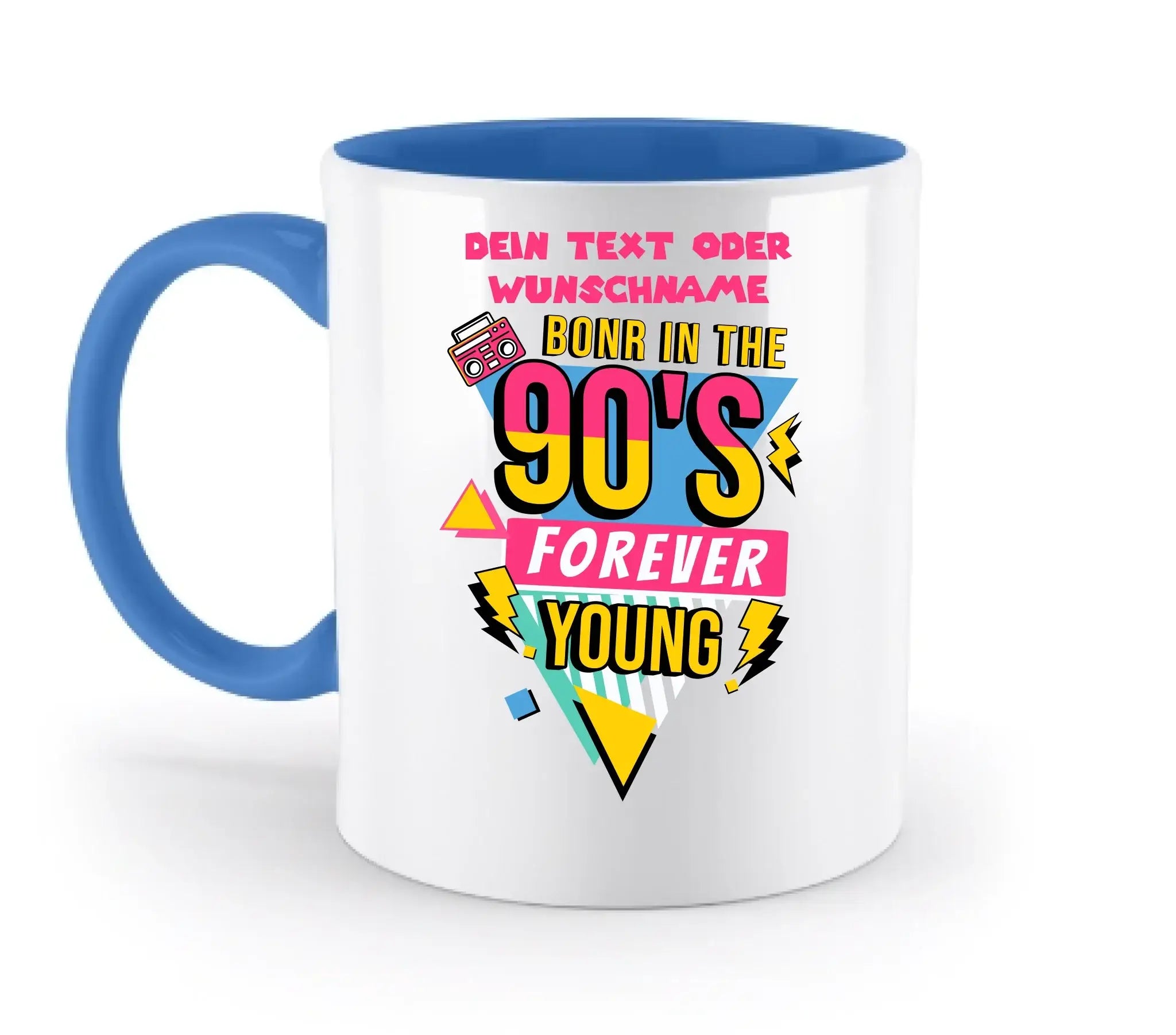 BORN IN THE 90s • zweifarbige Tasse (spülmaschinenfest) • personalisierbar - zweifarbige Tasse • spülmaschinengeeignet