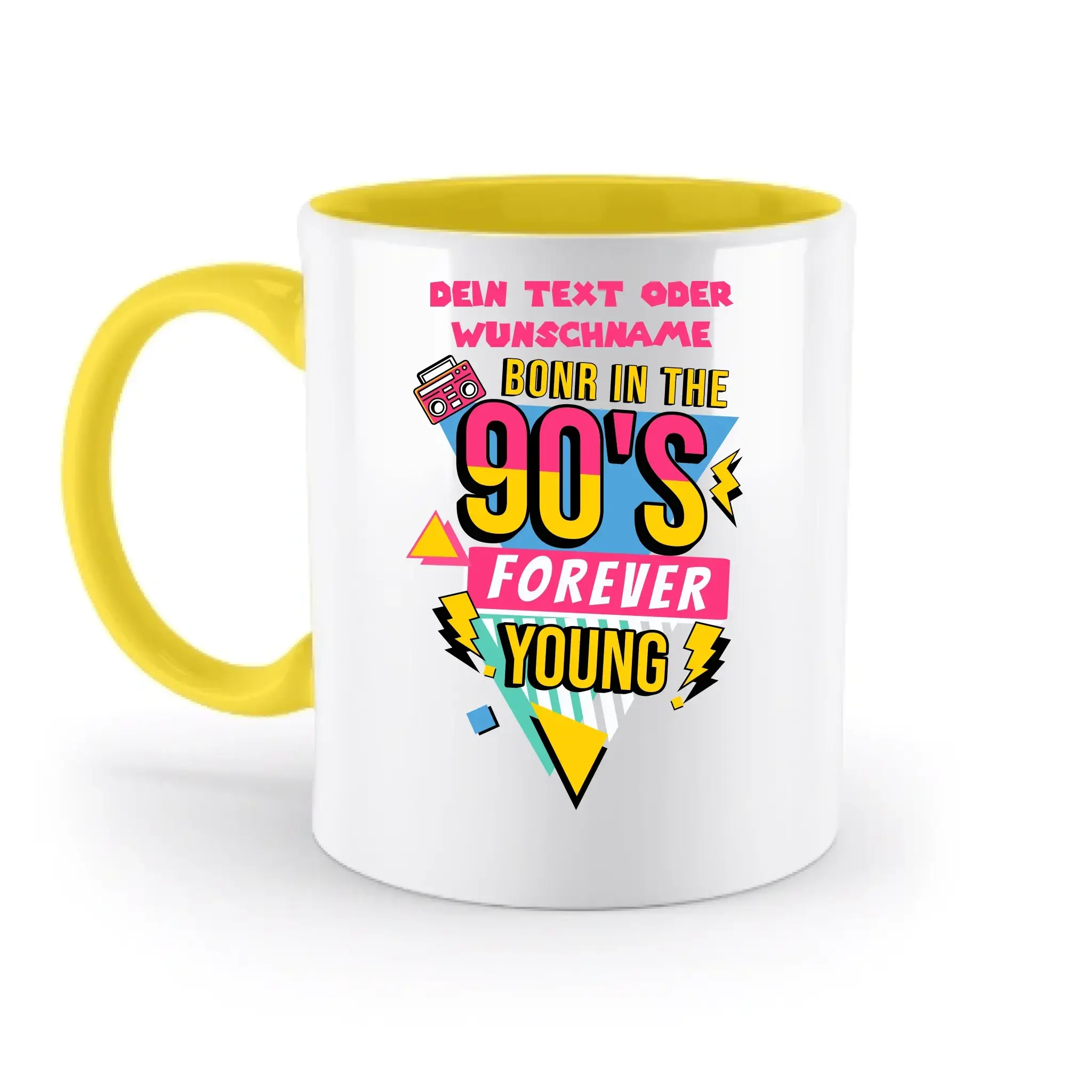 BORN IN THE 90s • zweifarbige Tasse (spülmaschinenfest) • personalisierbar - zweifarbige Tasse • spülmaschinengeeignet