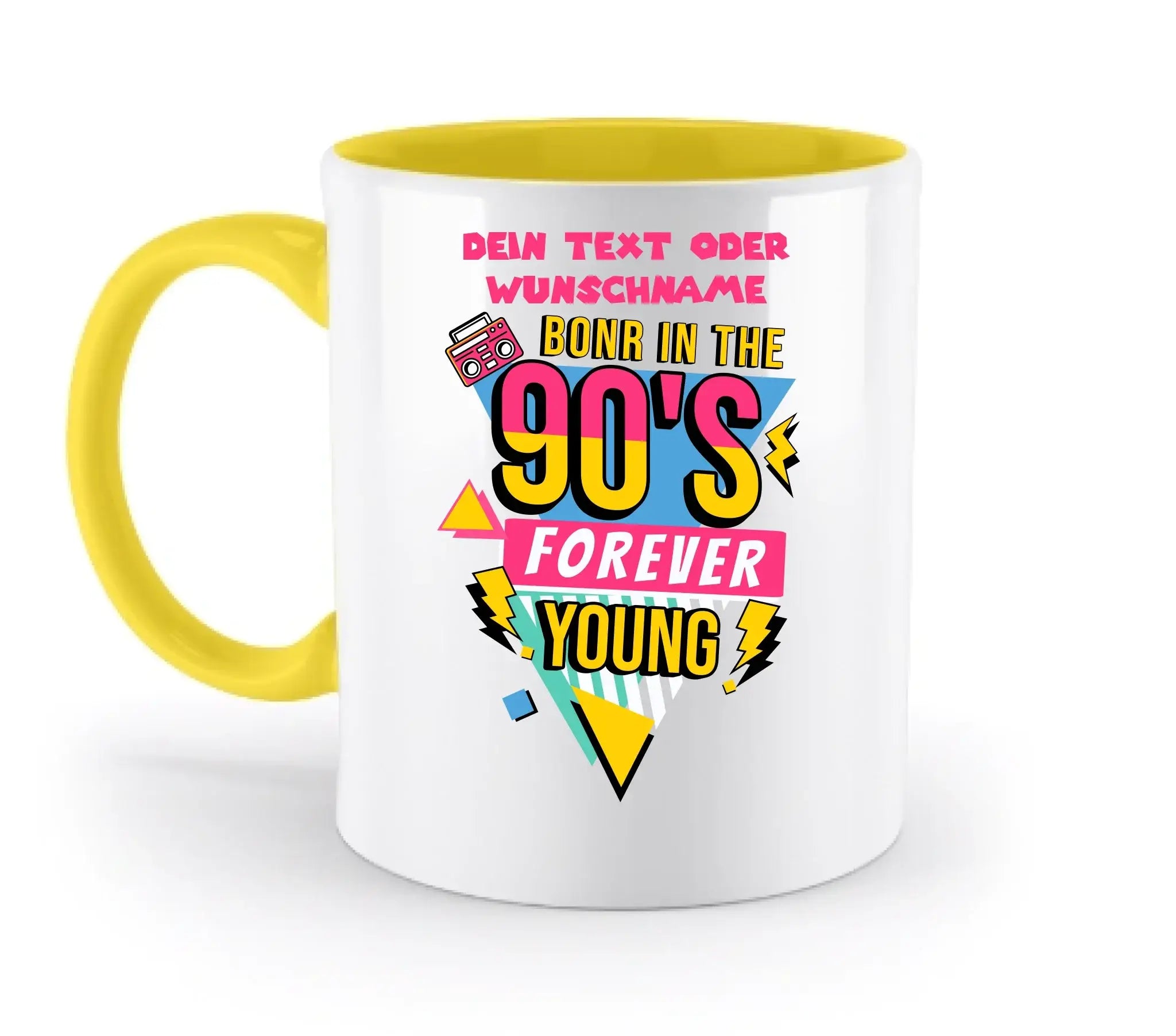 BORN IN THE 90s • zweifarbige Tasse (spülmaschinenfest) • personalisierbar - zweifarbige Tasse • spülmaschinengeeignet