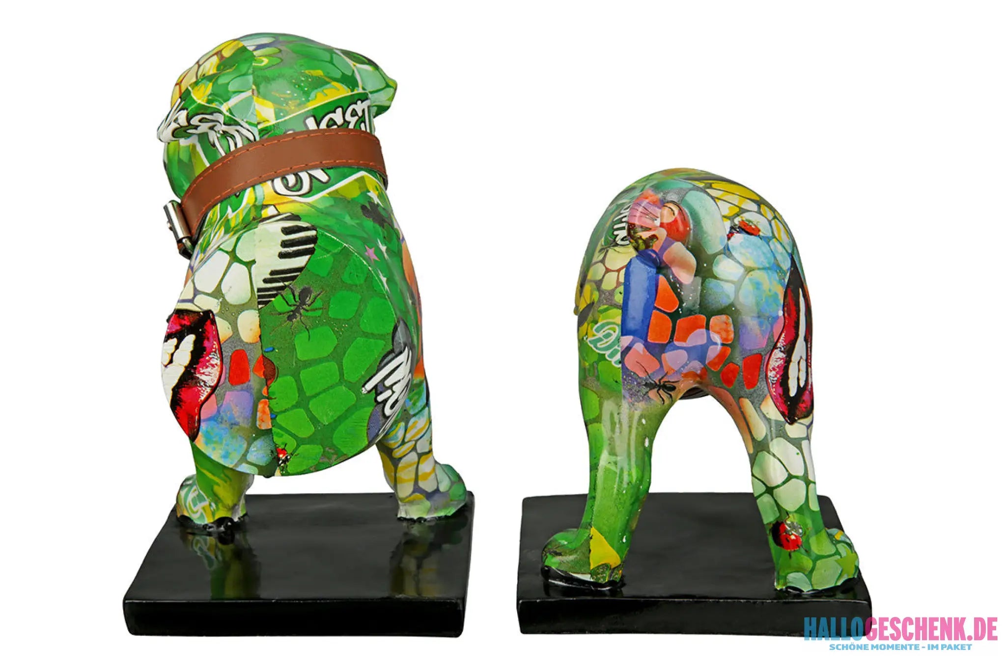 Buchstützen: Bulldogge „Street Art“ – 2-teilig • Kunstharz • mehrfarbig • 20×22,5×12 cm • Gilde - Figur