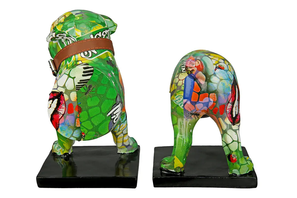 Buchstützen: Bulldogge „Street Art“ – 2-teilig • Kunstharz • mehrfarbig • 20×22,5×12 cm • Gilde - Figur