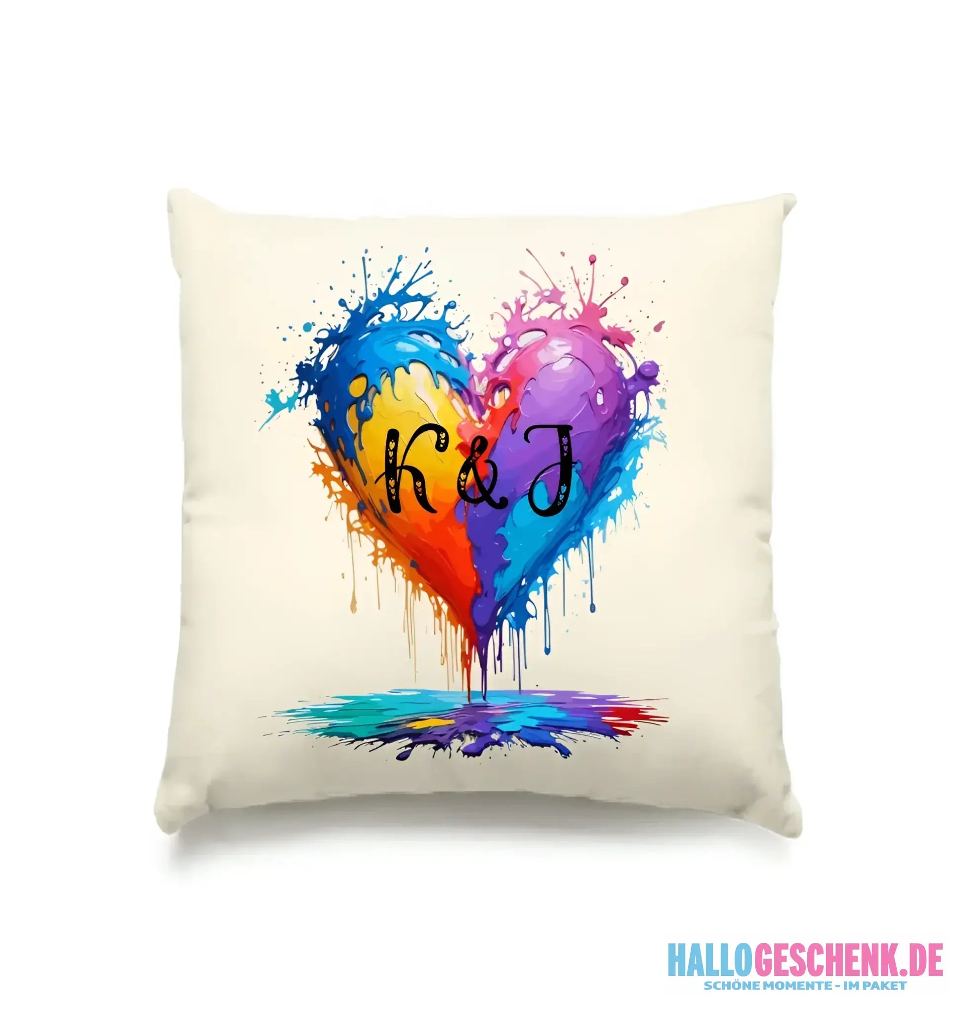 Buntes Herz Splash • Kissen 40x40 cm • Exklusivdesign • personalisiert