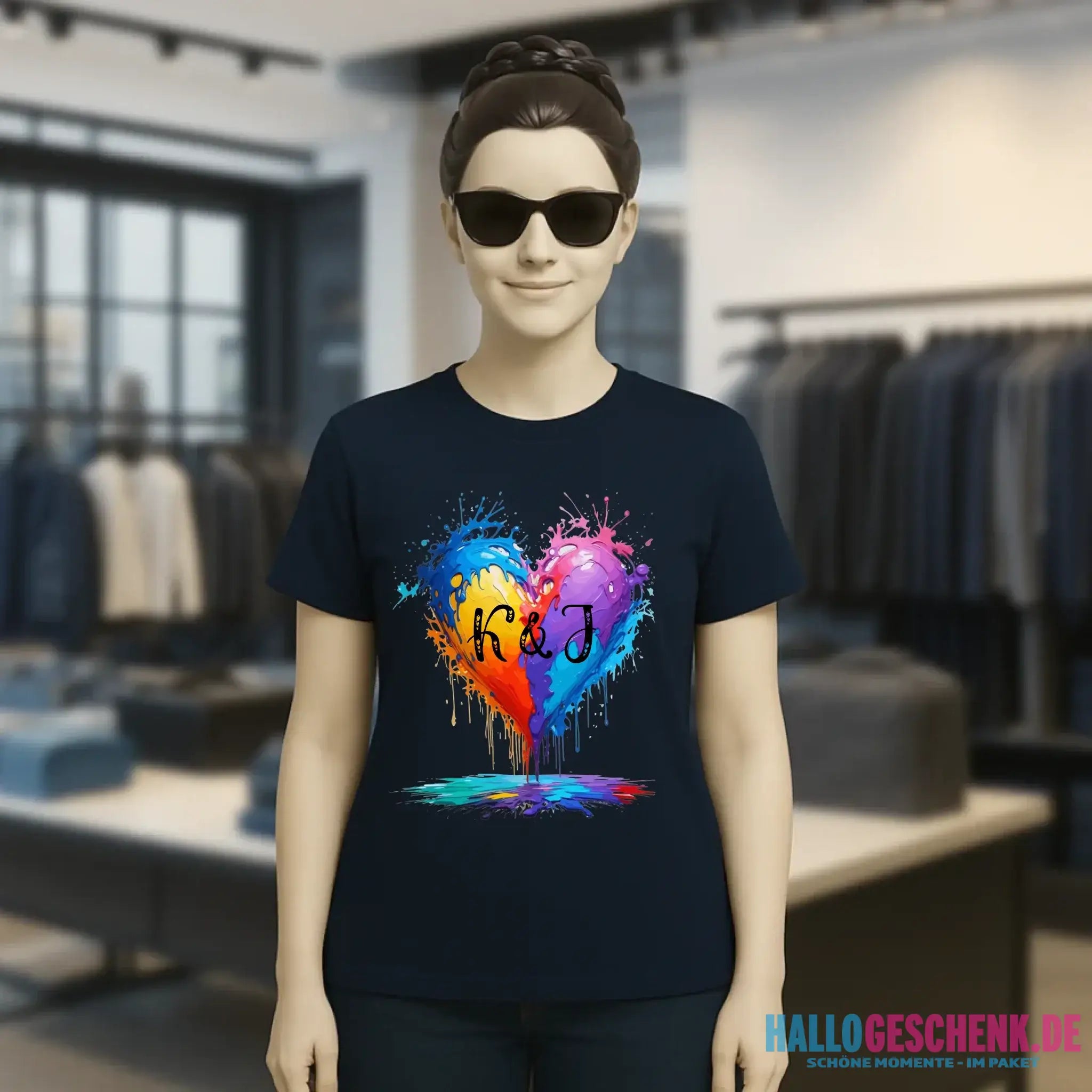 Buntes Herz Splash • Ladies Premium T-Shirt XS-2XL aus Bio-Baumwolle für Damen • Exklusivdesign • personalisiert