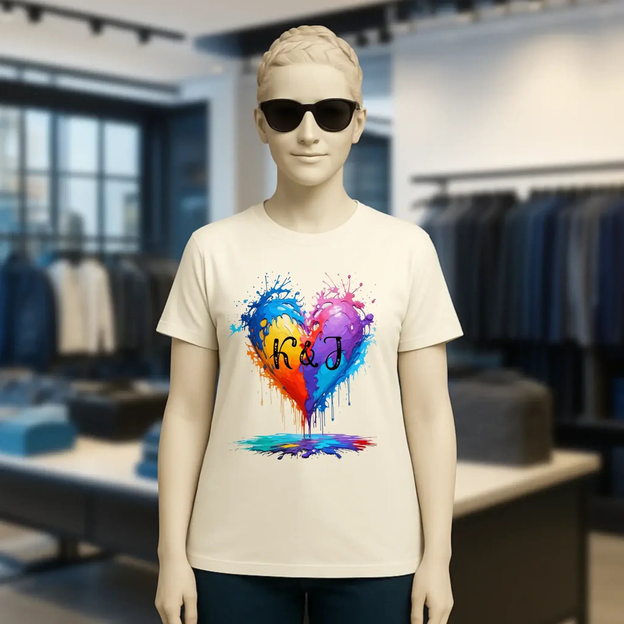 Buntes Herz Splash • Ladies Premium T-Shirt XS-2XL aus Bio-Baumwolle für Damen • Exklusivdesign • personalisiert